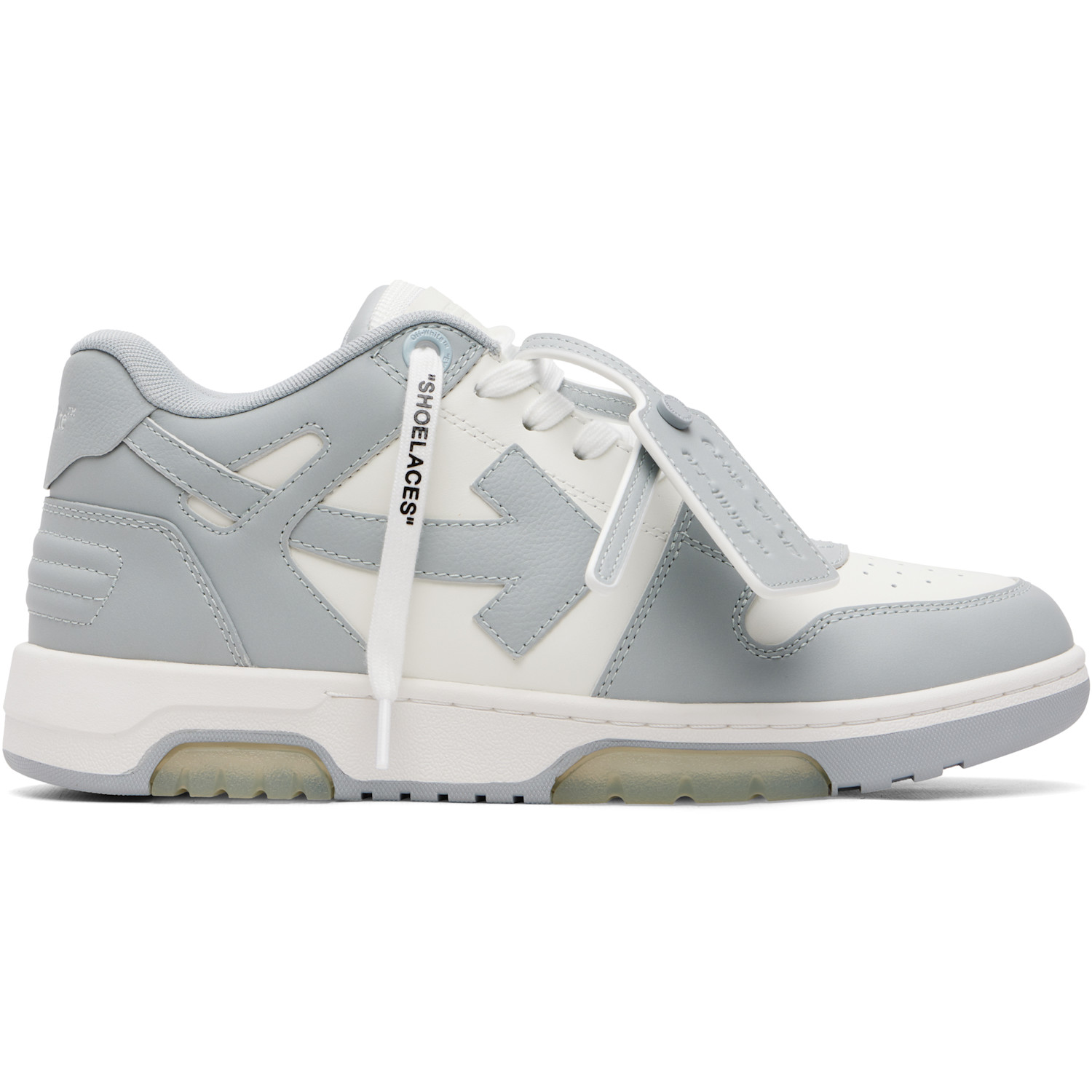 Off-White White & Gray Out Of Office Calf Leather Sneakers