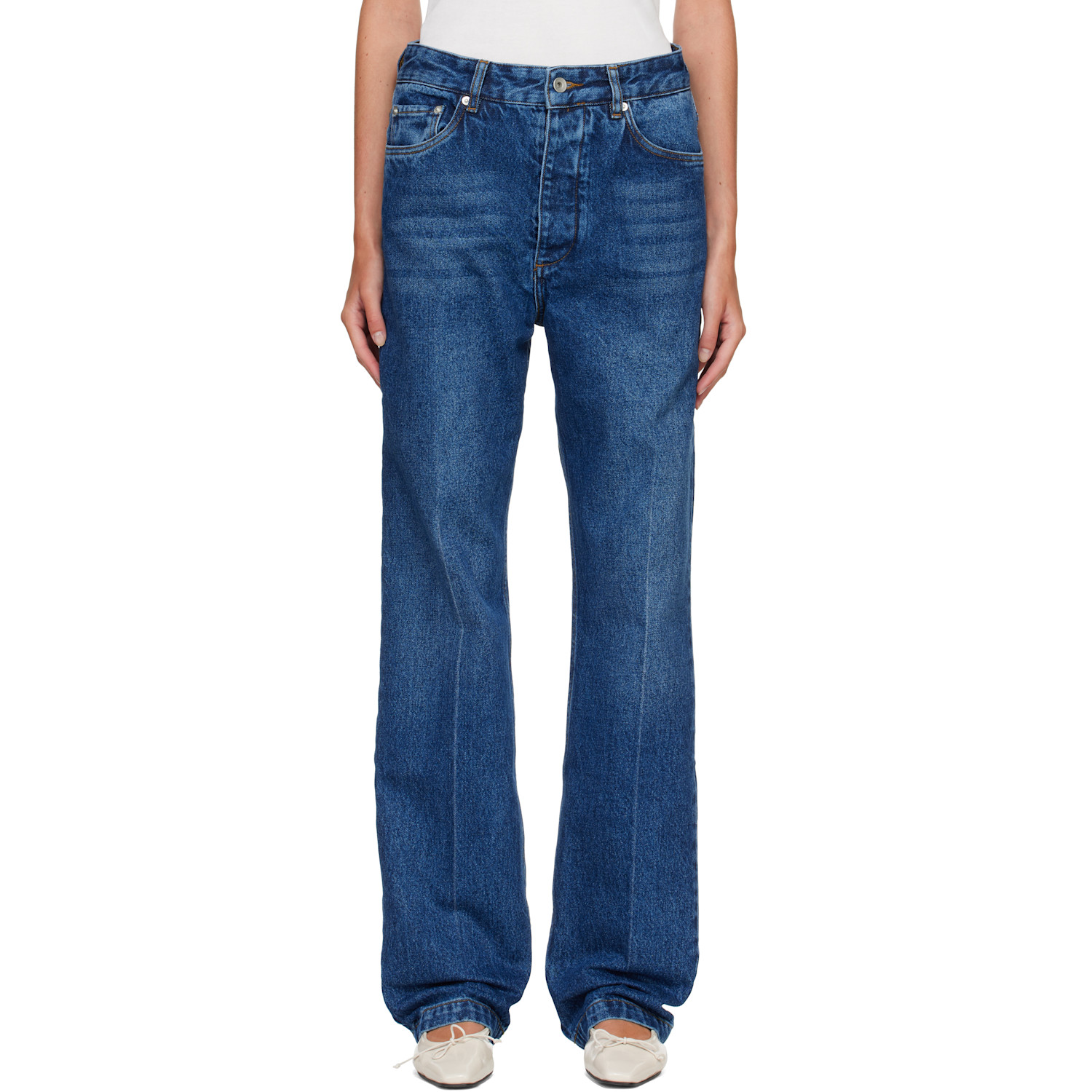 Studio Nicholson Navy Barra Straight Leg Jeans