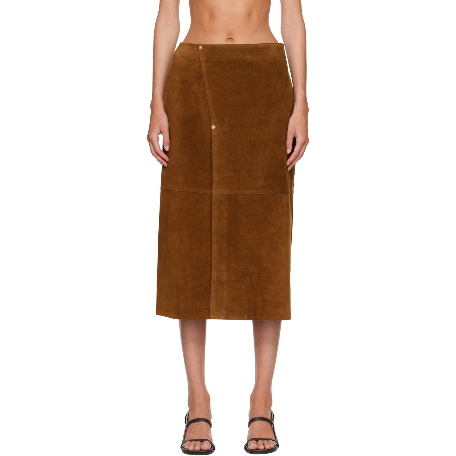 Studio Nicholson Tan Melete Suede Maxi Skirt
