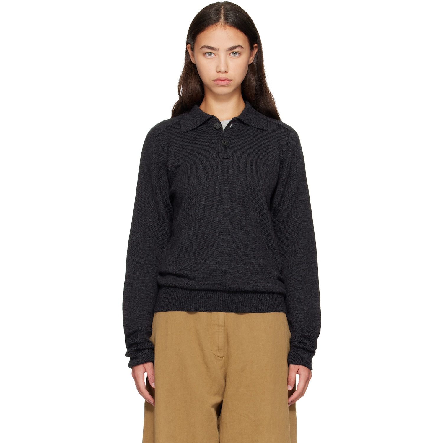 Studio Nicholson Gray Sark Knit Polo