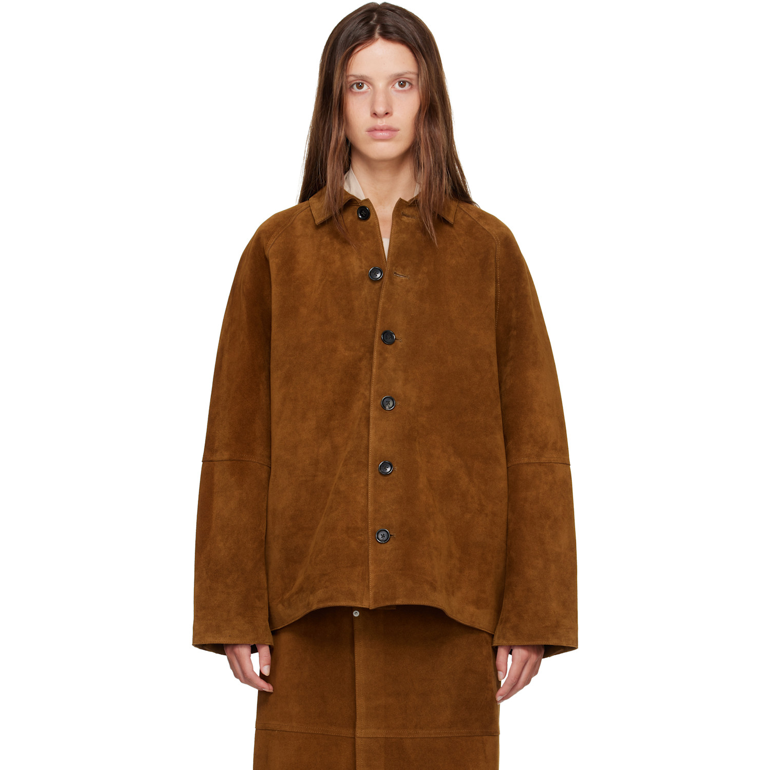 Studio Nicholson Tan Bowe Suede Jacket
