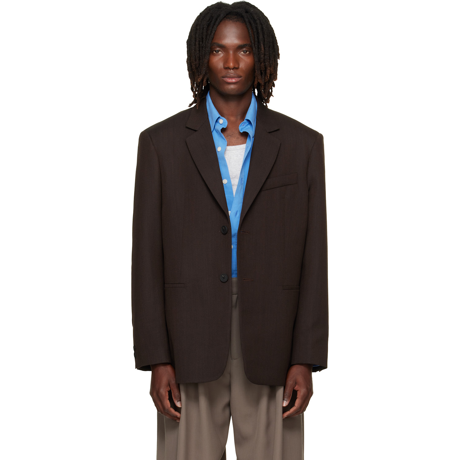 Studio Nicholson Brown Roversi Wool Blazer
