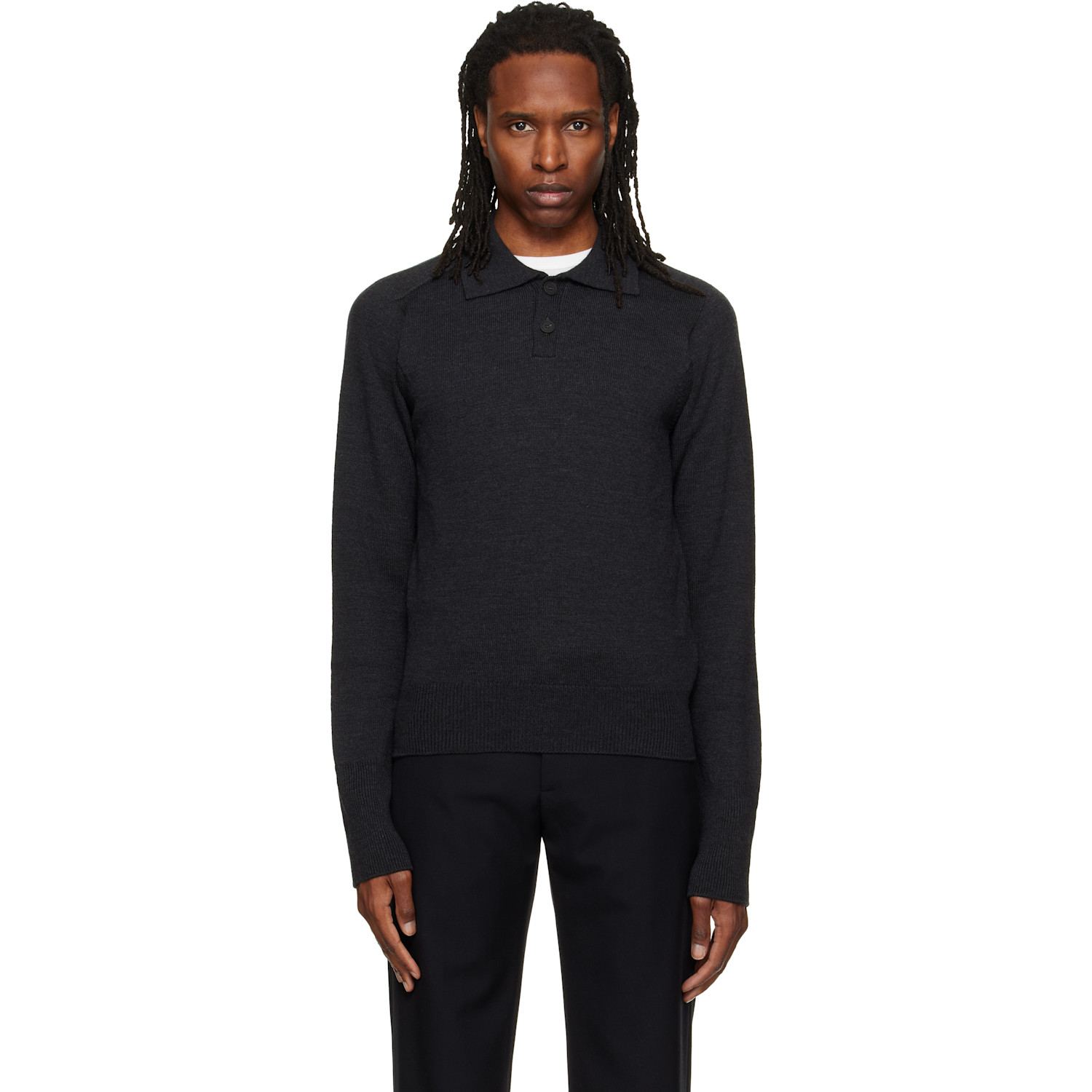 Studio Nicholson Gray Sark Knit Polo