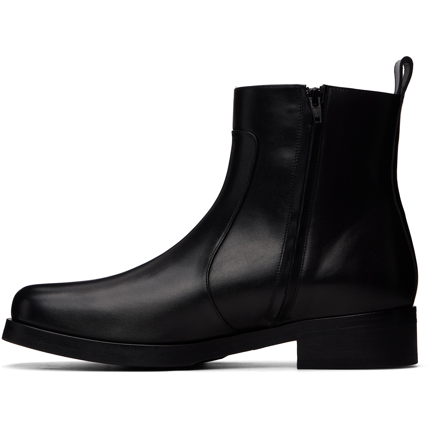 Studio Nicholson Square Leather Ankle Boots In Black