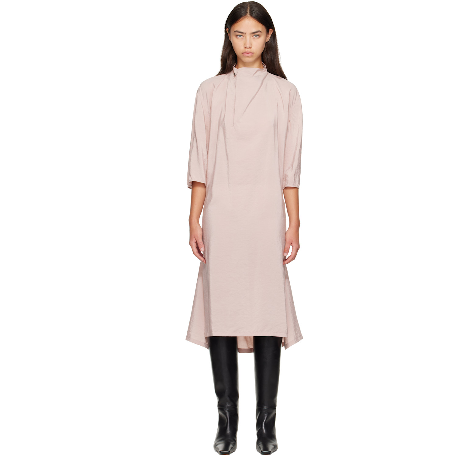 LEMAIRE Pink Soft Collar Midi Dress