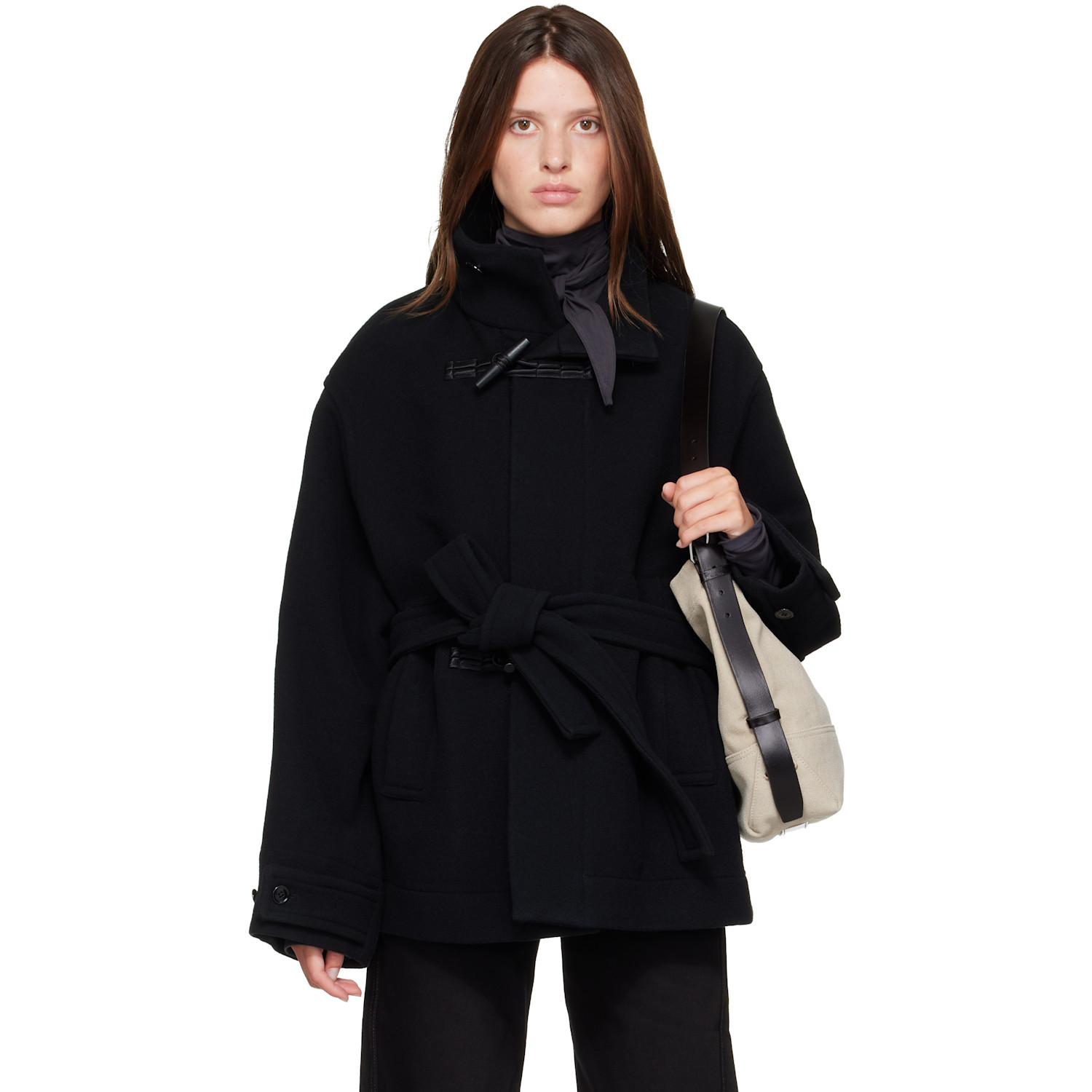 LEMAIRE Black Short Duffle Coat