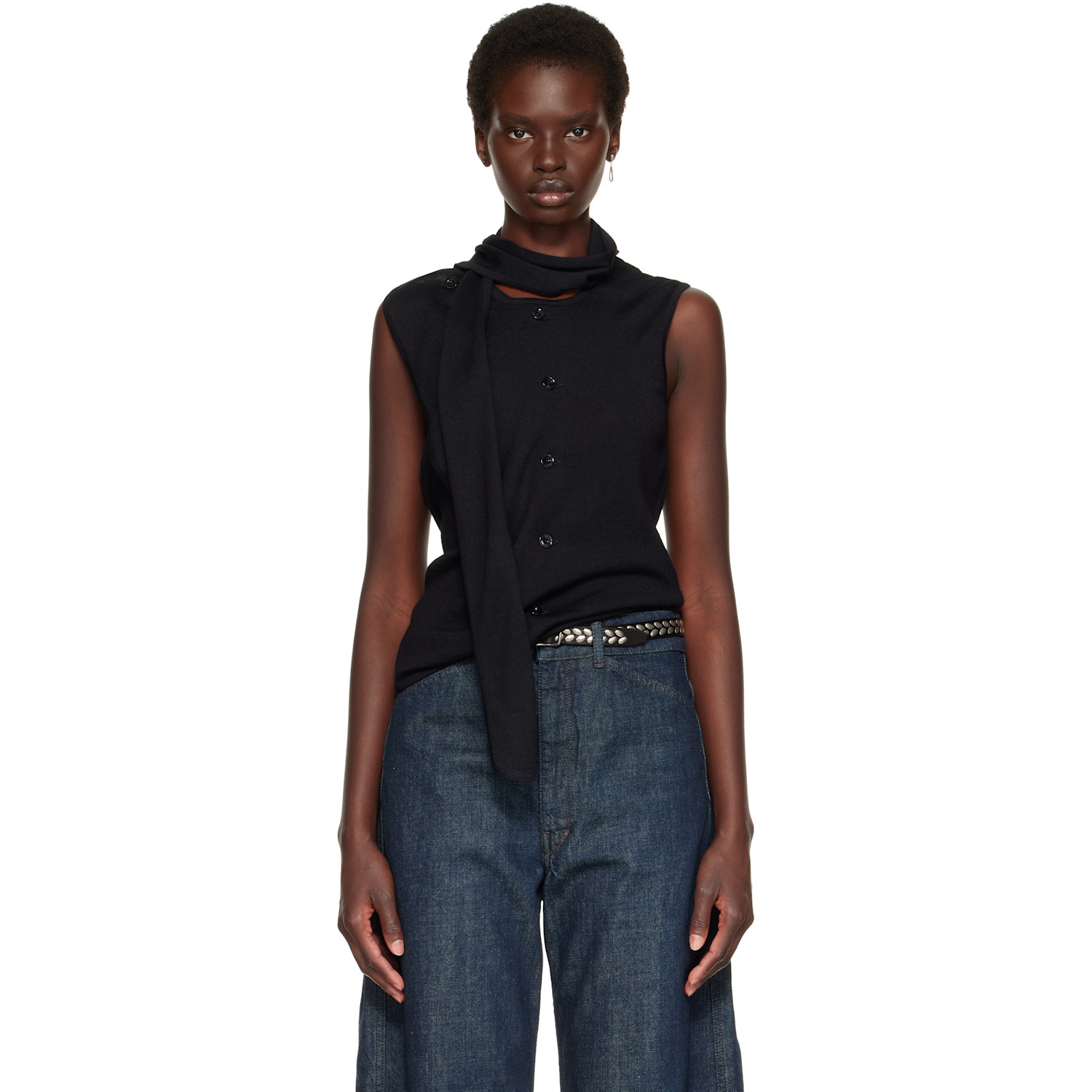 LEMAIRE Black Asymmetrical Cardigan