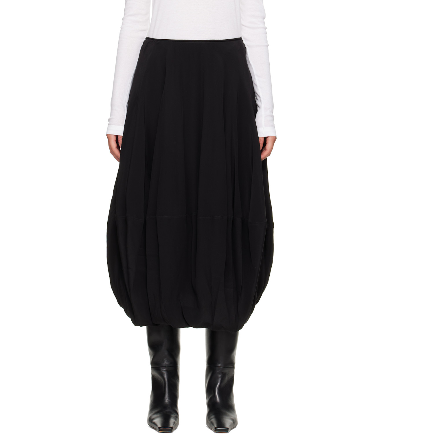 LEMAIRE Black Balloon Midi Skirt