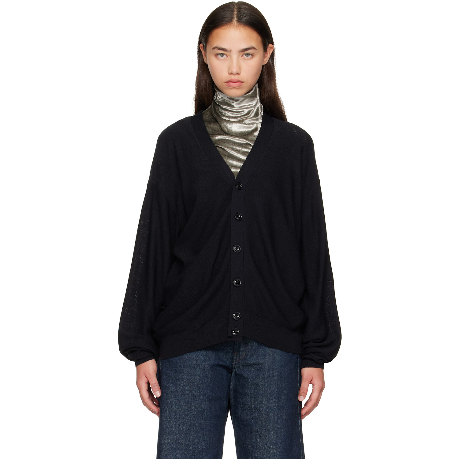 LEMAIRE Black Relaxed Twisted Cardigan