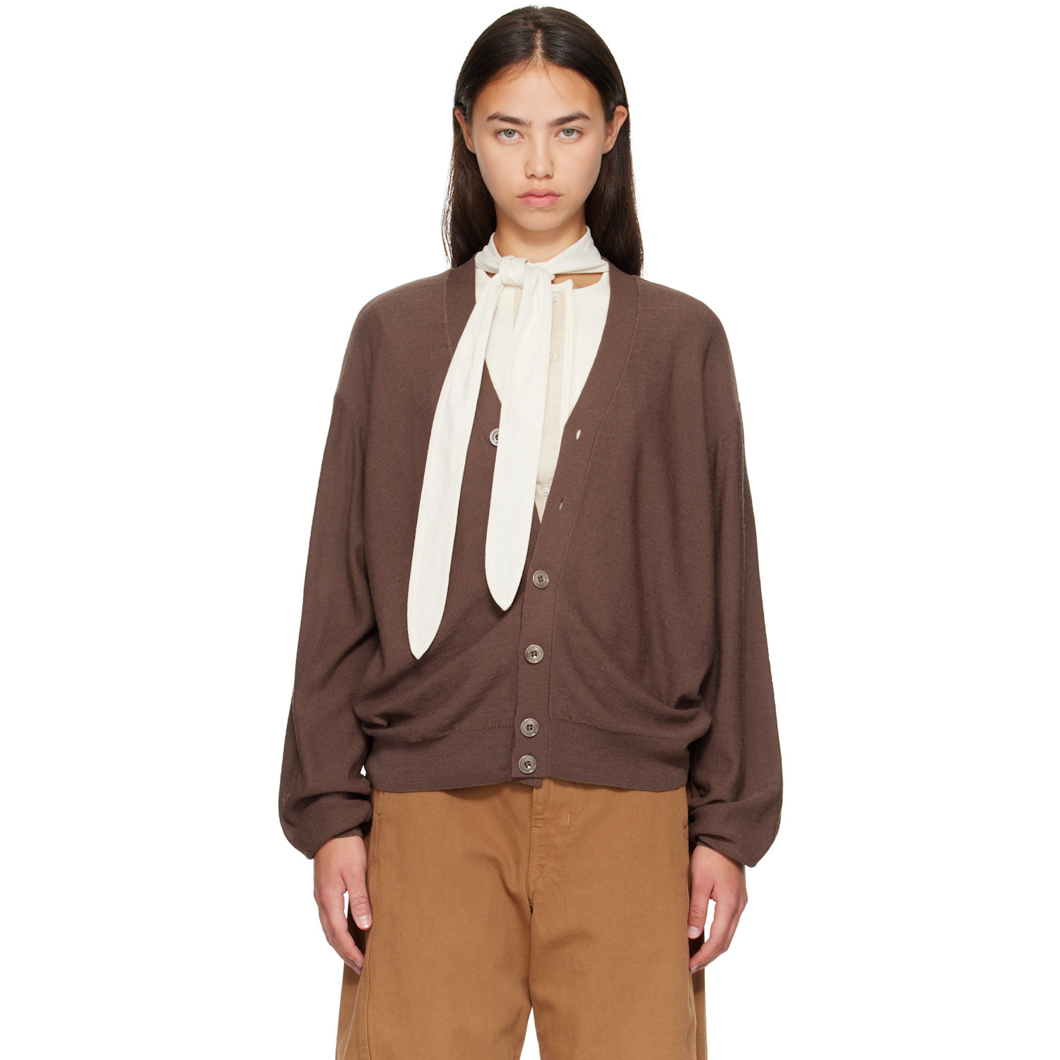 LEMAIRE Brown Relaxed Twisted Cardigan