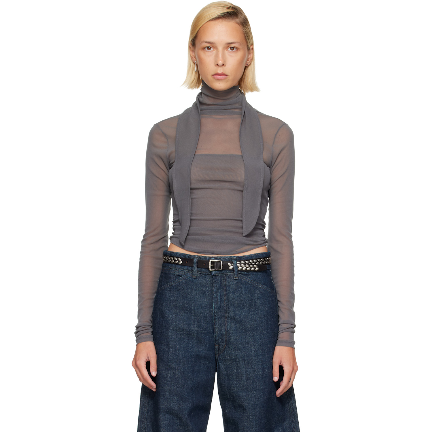 LEMAIRE Gray Ballerina Scarf Blouse