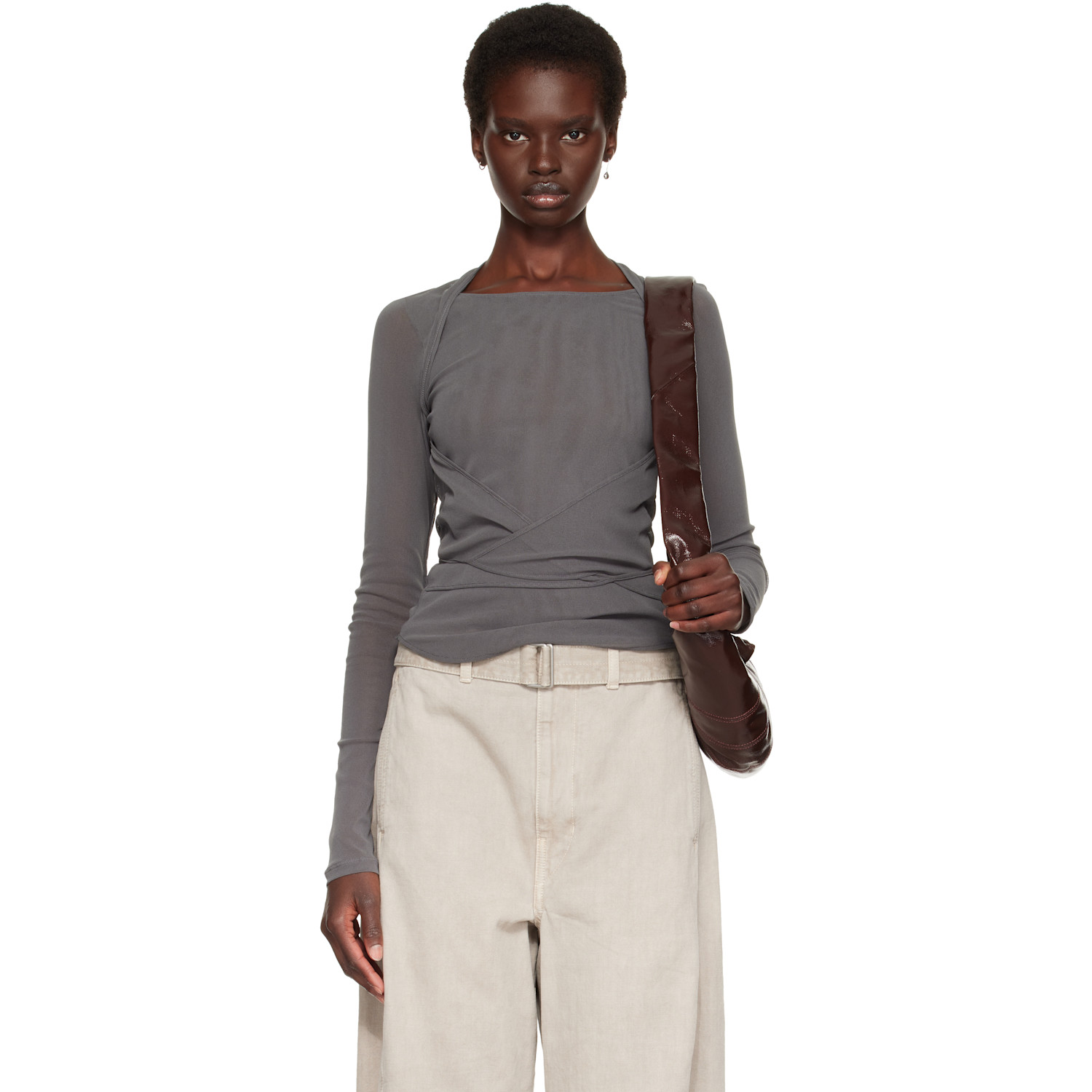 LEMAIRE Gray Ballerina Wrap Blouse