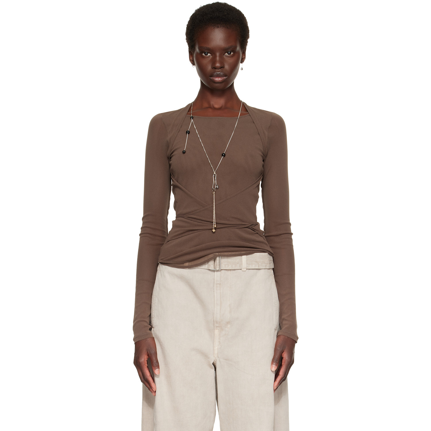 LEMAIRE Brown Ballerina Wrap Blouse