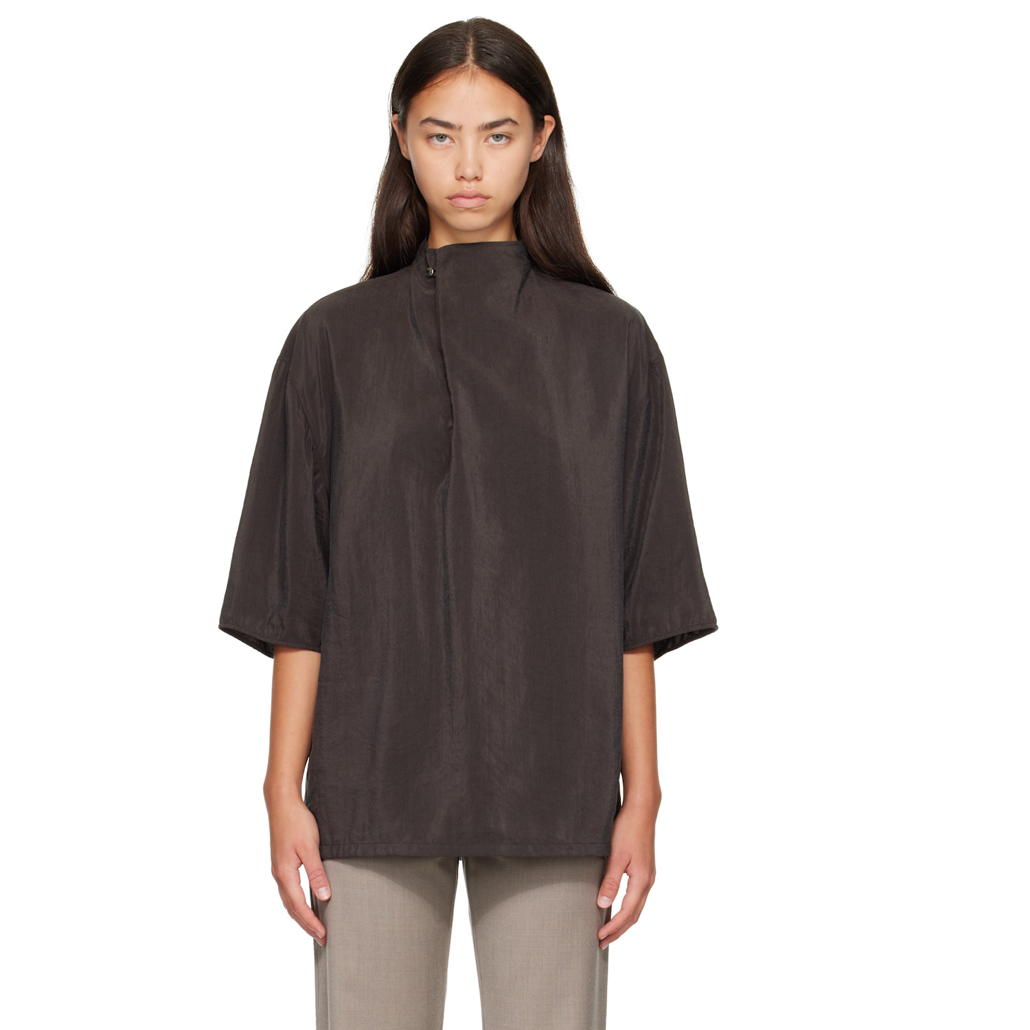 LEMAIRE Gray Soft Collar Top