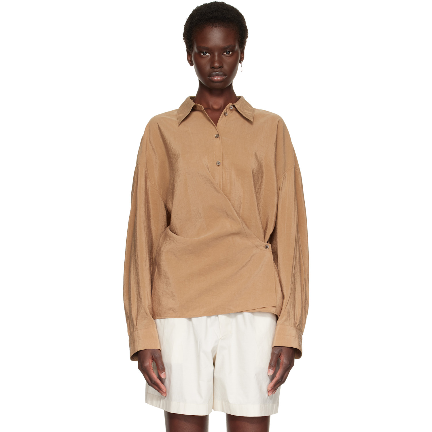 LEMAIRE Brown Straight Collar Twisted Shirt