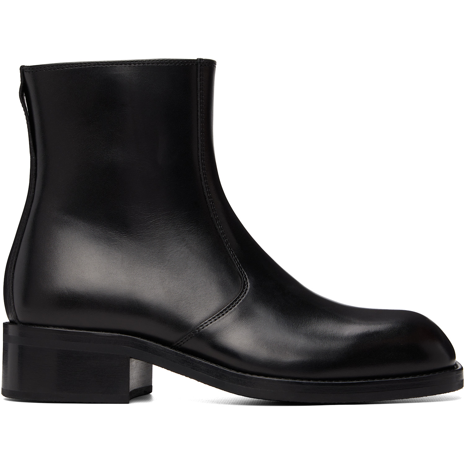 LEMAIRE Black Zipped Ankle Boots