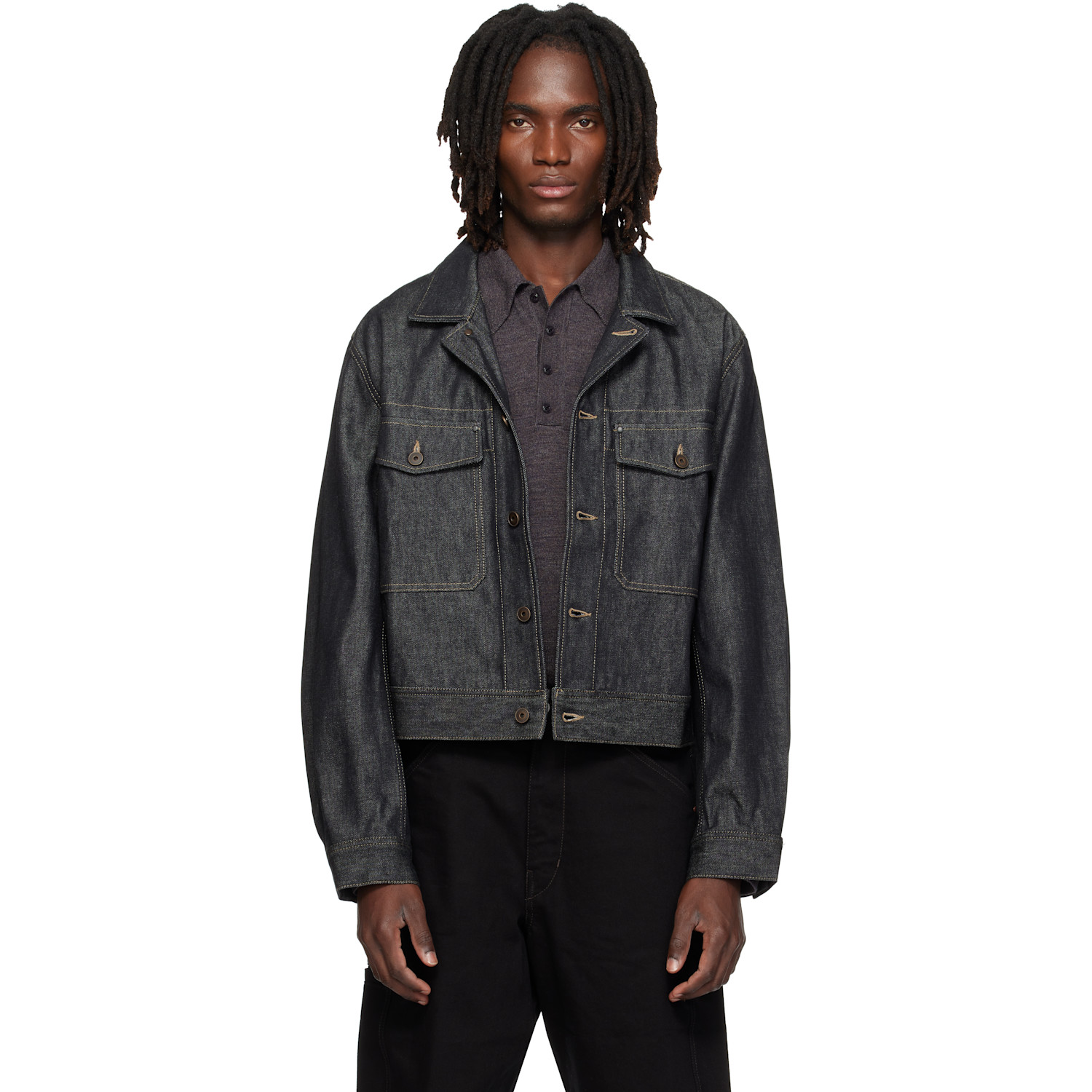 LEMAIRE Navy Denim Trucker Jacket