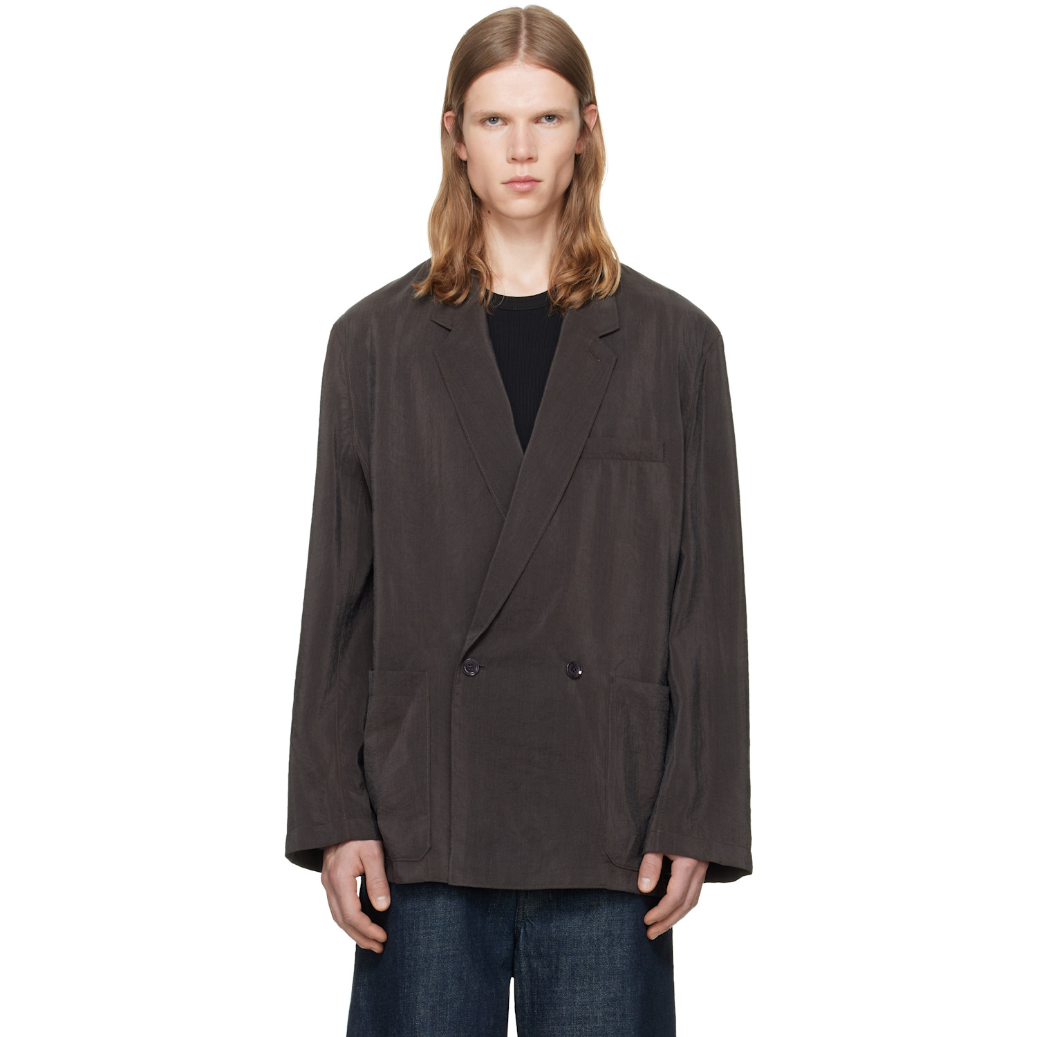 LEMAIRE Brown Soft Double Breasted Blazer