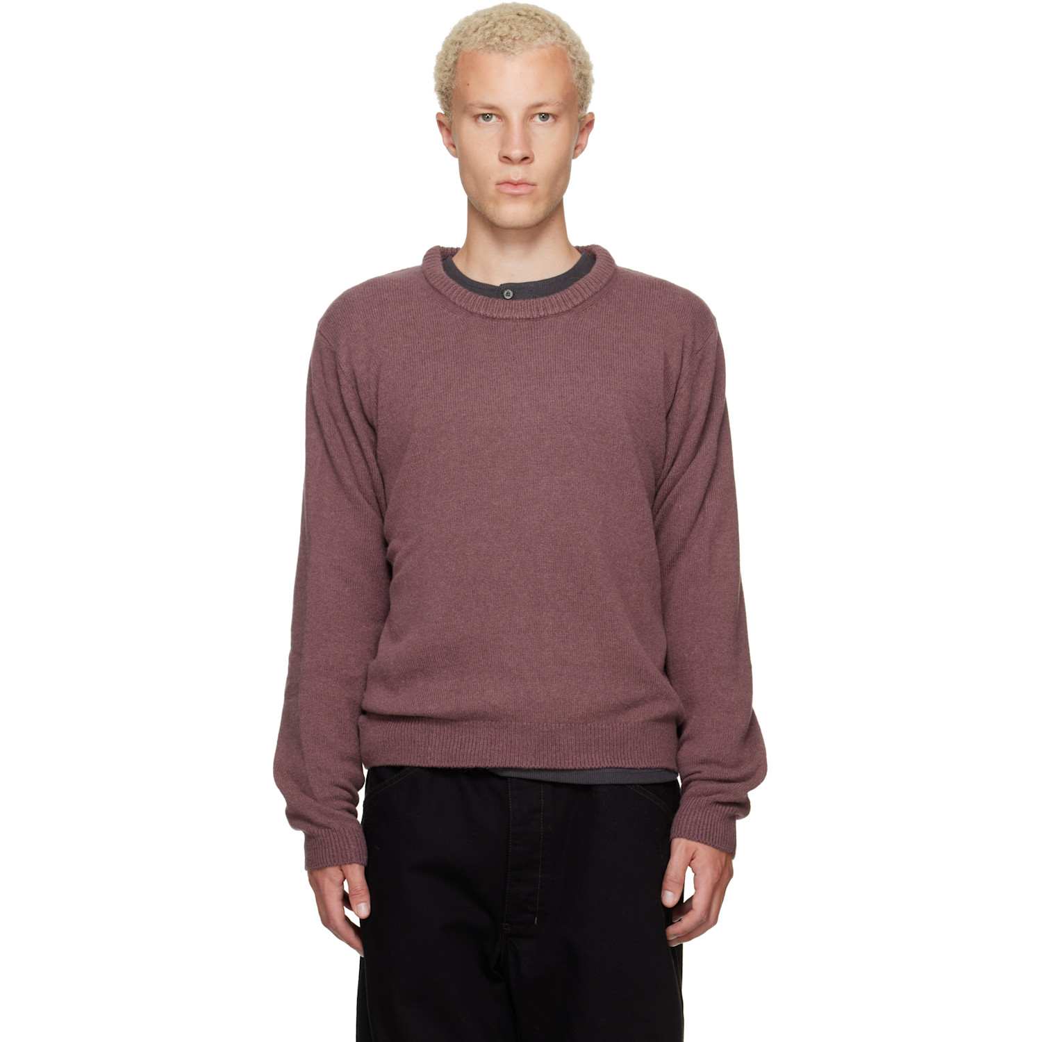 LEMAIRE Purple Crew-Neck Alpaca Wool Blend Sweater