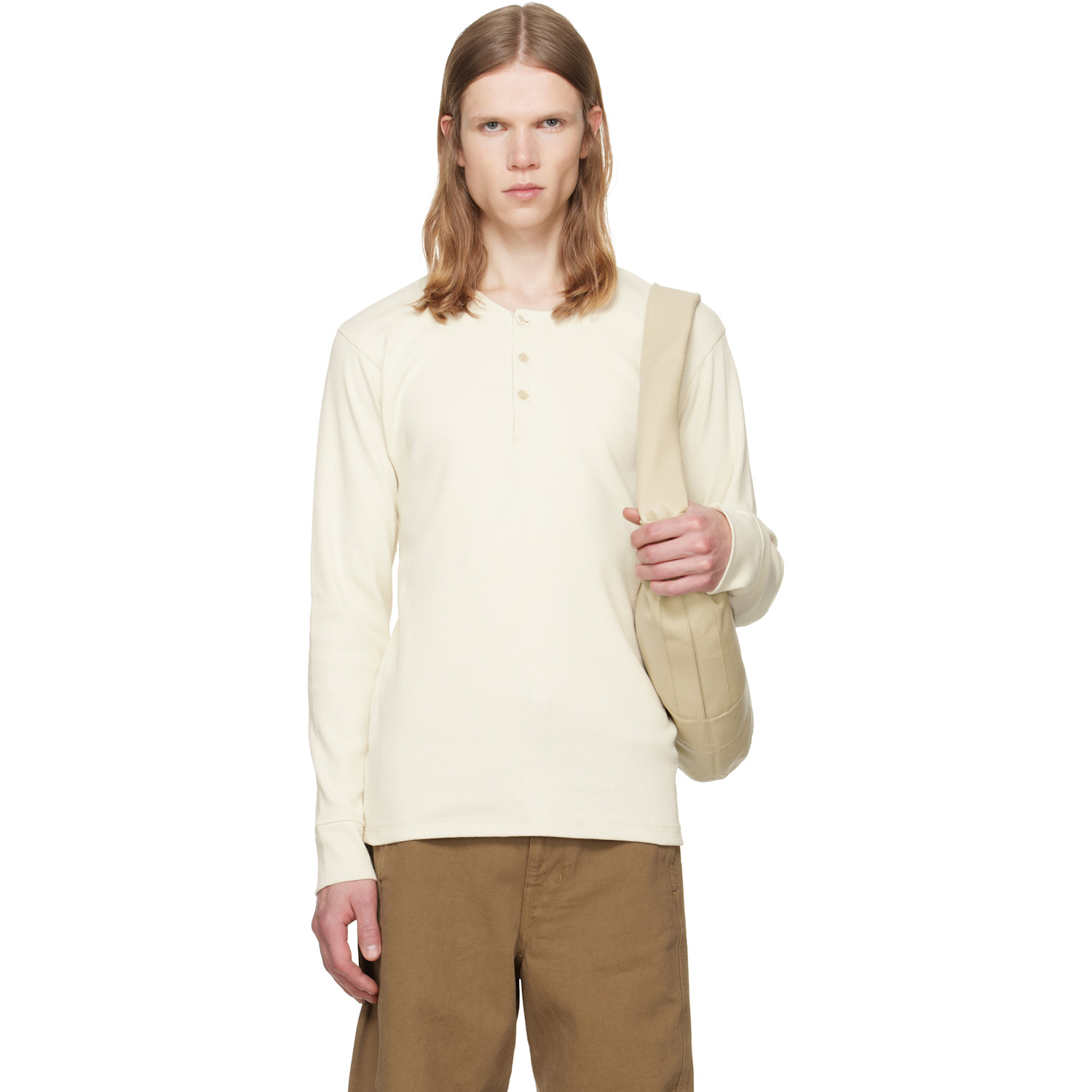 LEMAIRE Off-White Long Sleeve Henley T-shirt