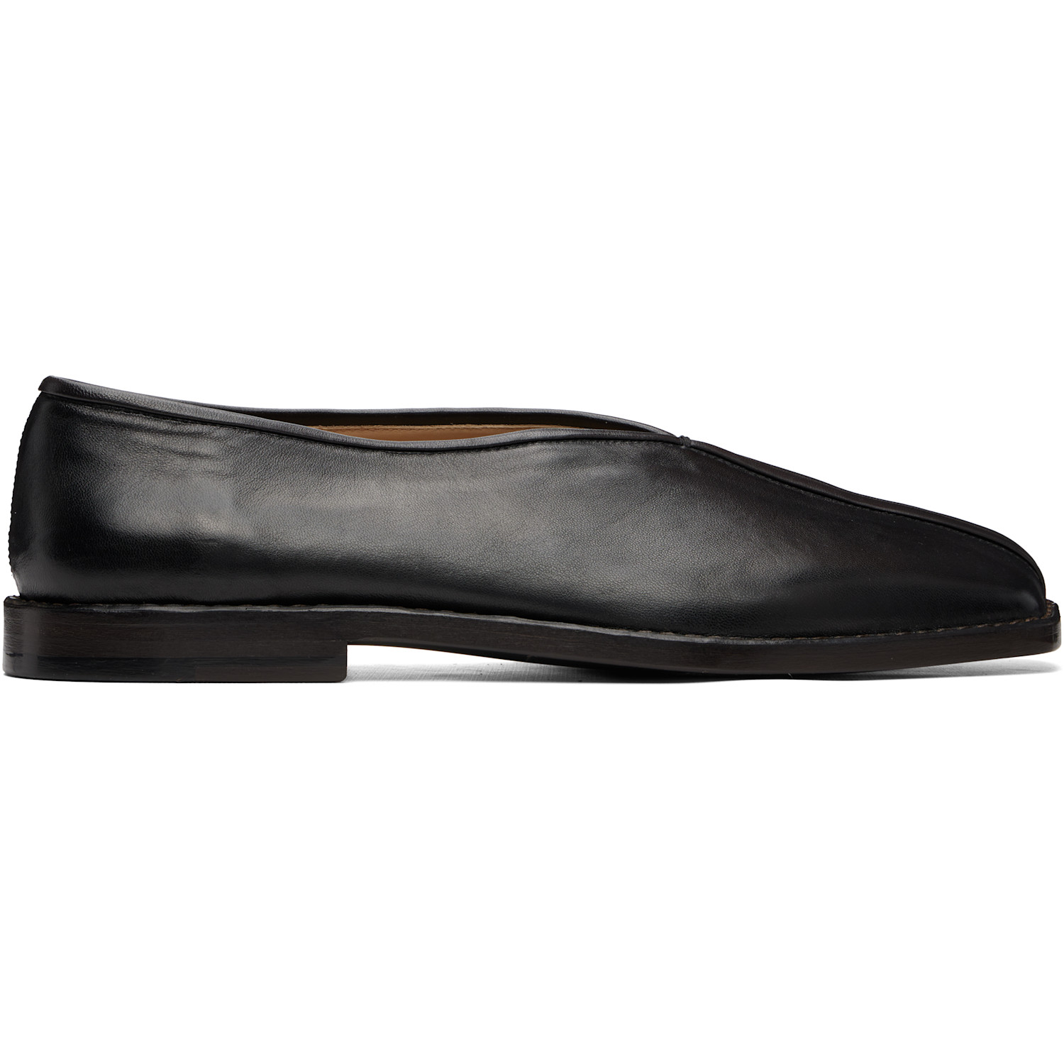 LEMAIRE Black Flat Piped Slippers