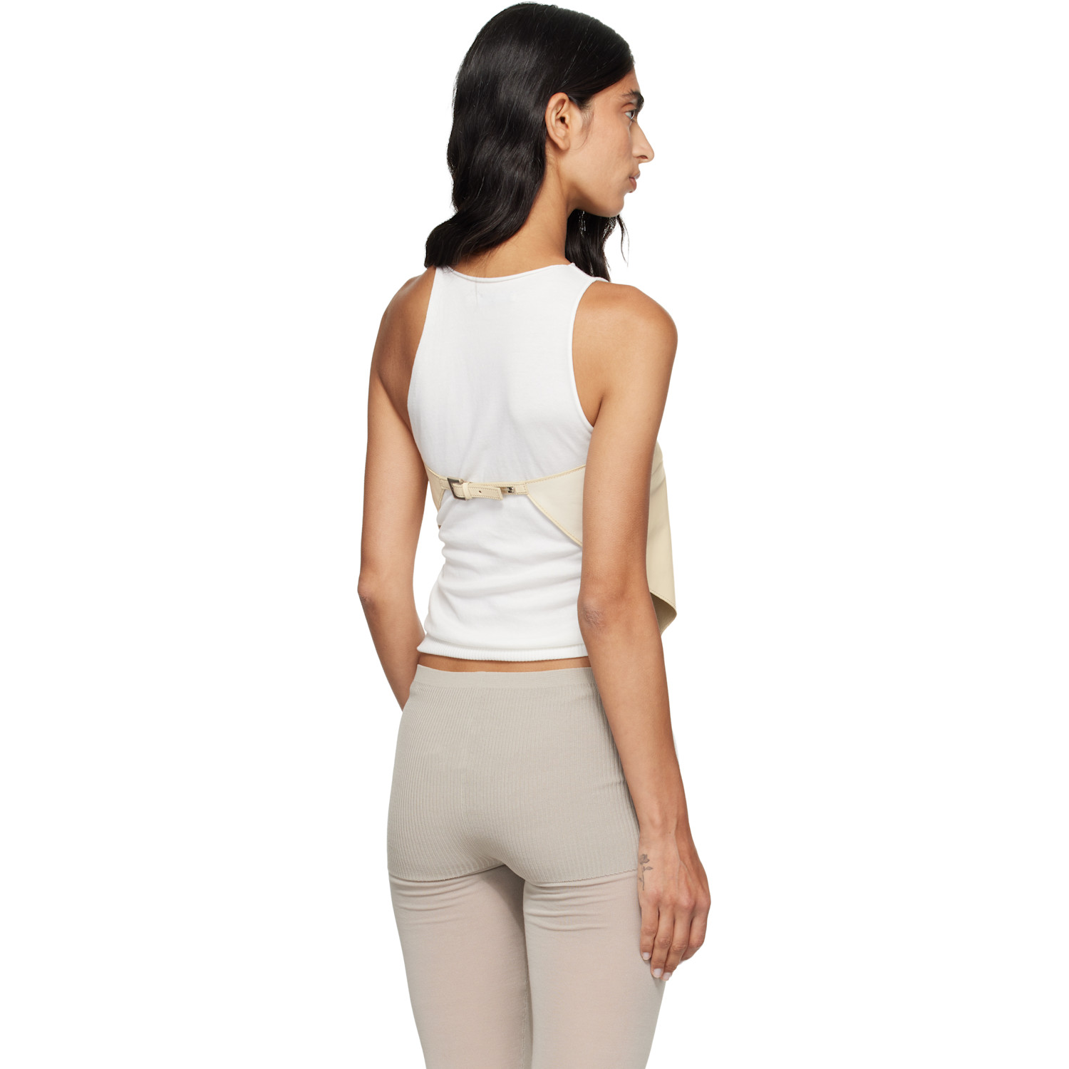  Paloma Wool Off-white Alba Belt Leather Top 