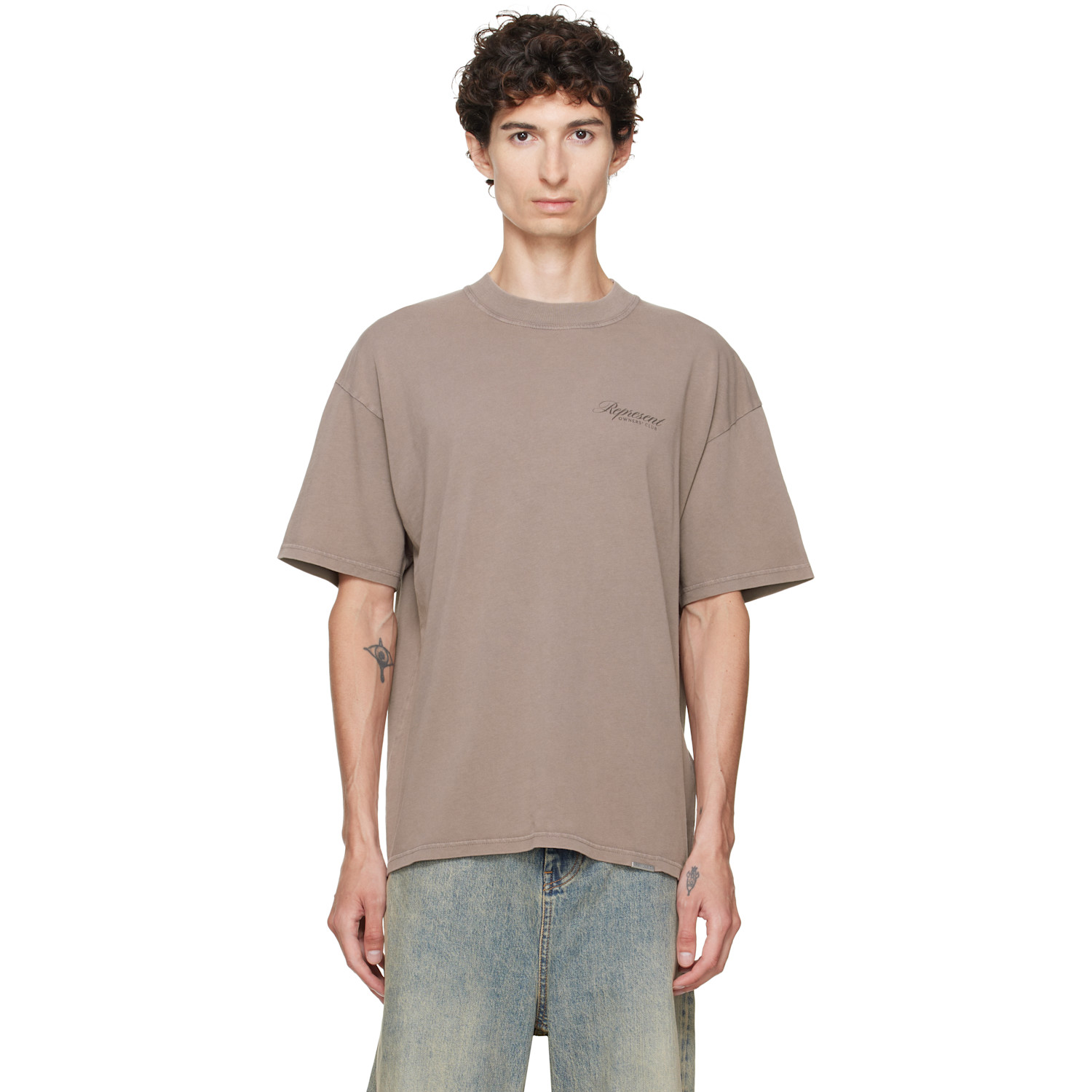Represent Brown Printed 'owners Club' Script T-shirt