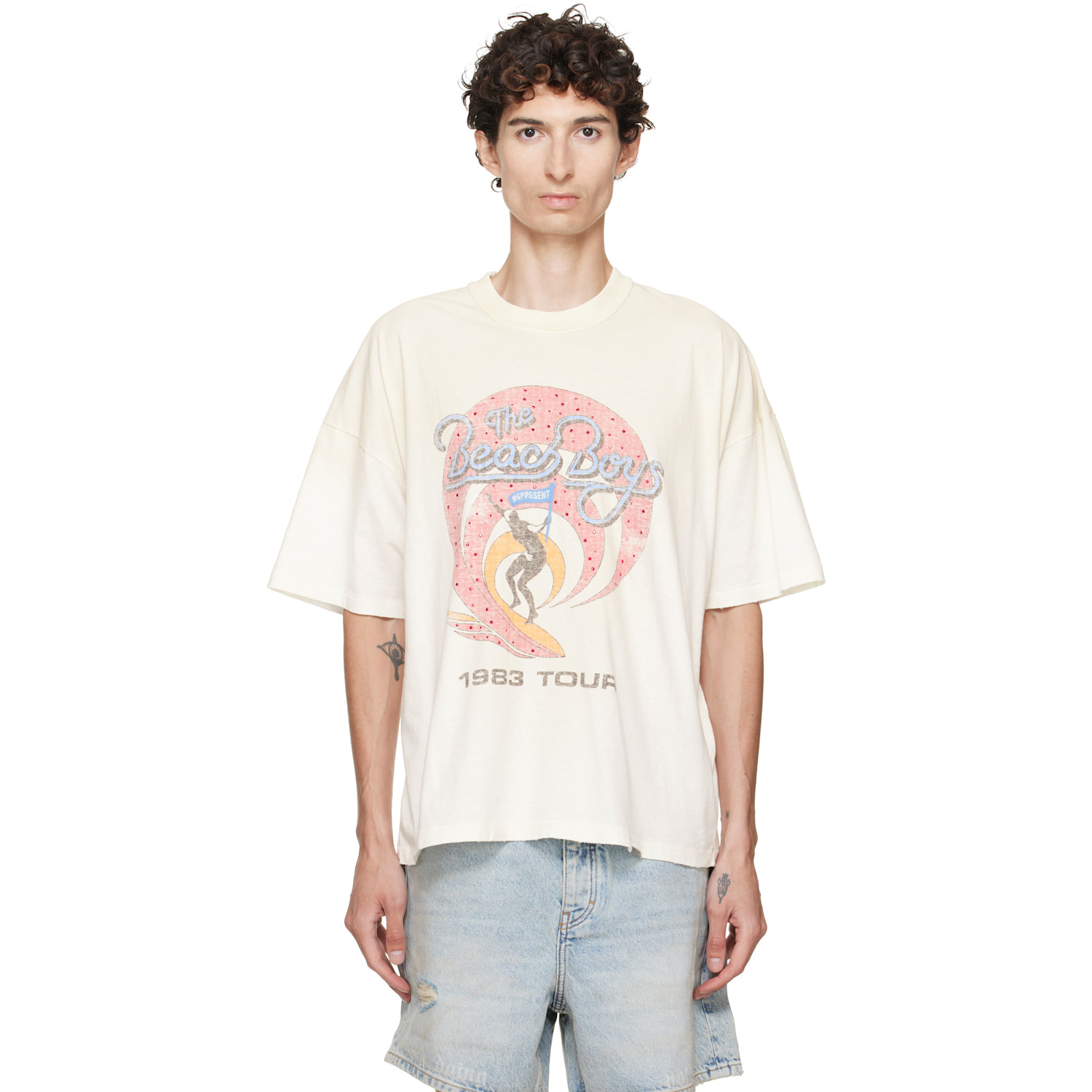 Represent White 'the Beach Boys' Tour T-shirt In Sand