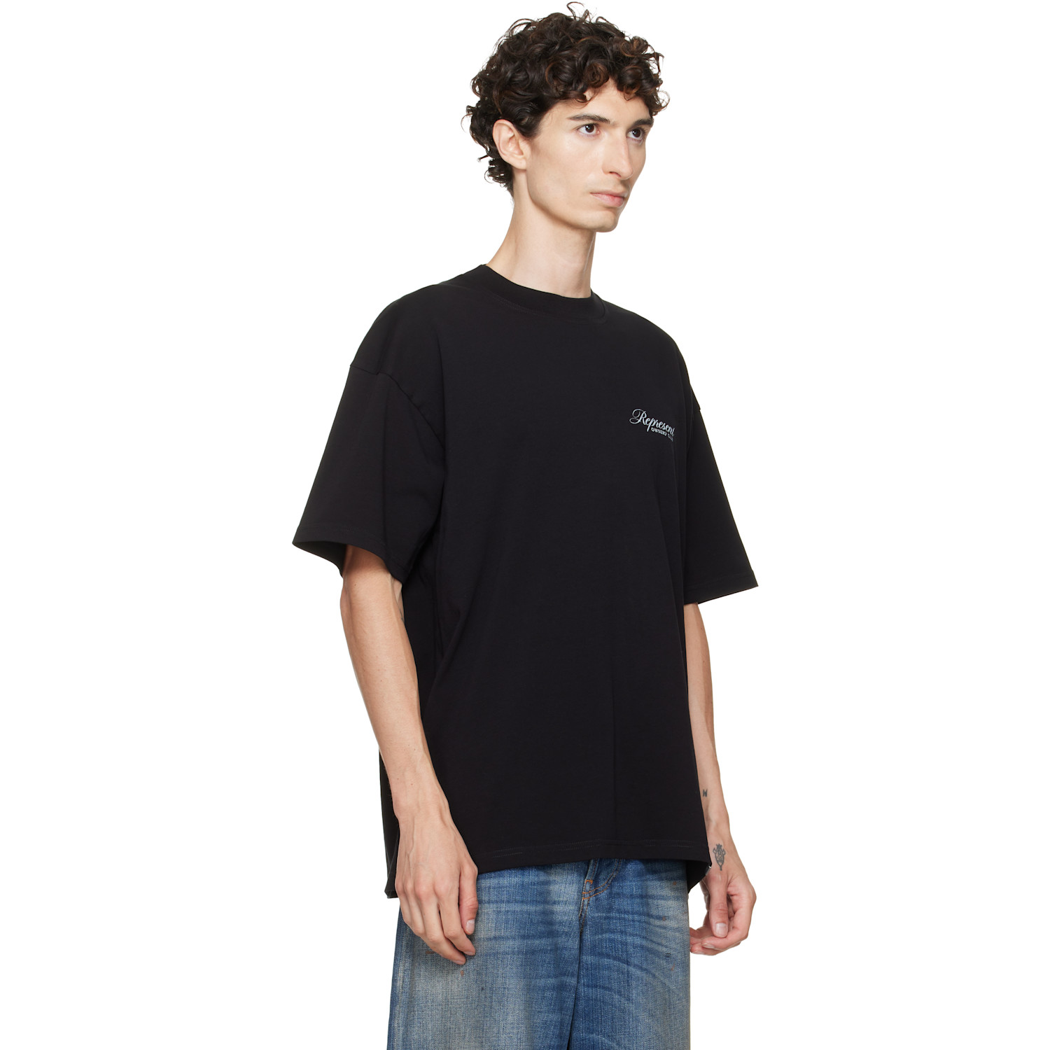 Represent Black Printed 'owners Club' Script T-shirt In Black