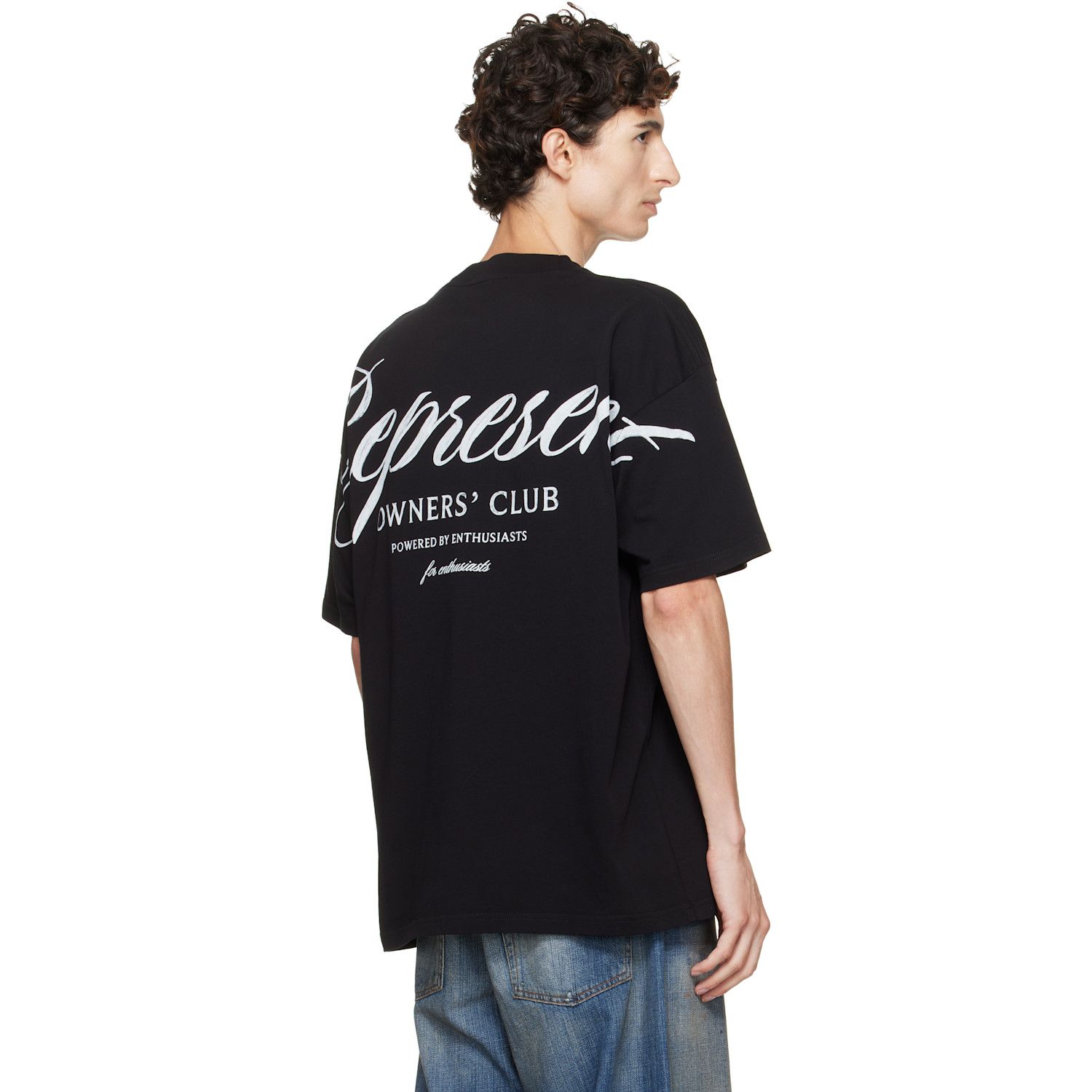 Represent Black Printed 'owners Club' Script T-shirt In Black