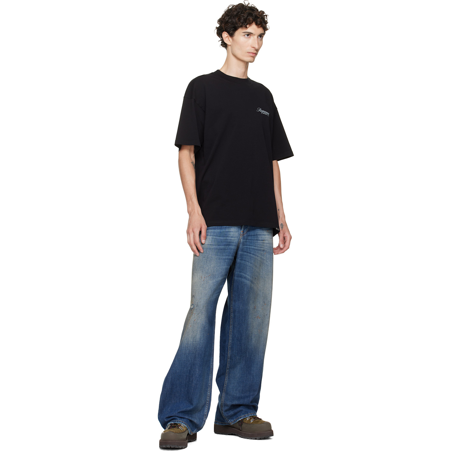 Represent Black Printed 'owners Club' Script T-shirt In Black