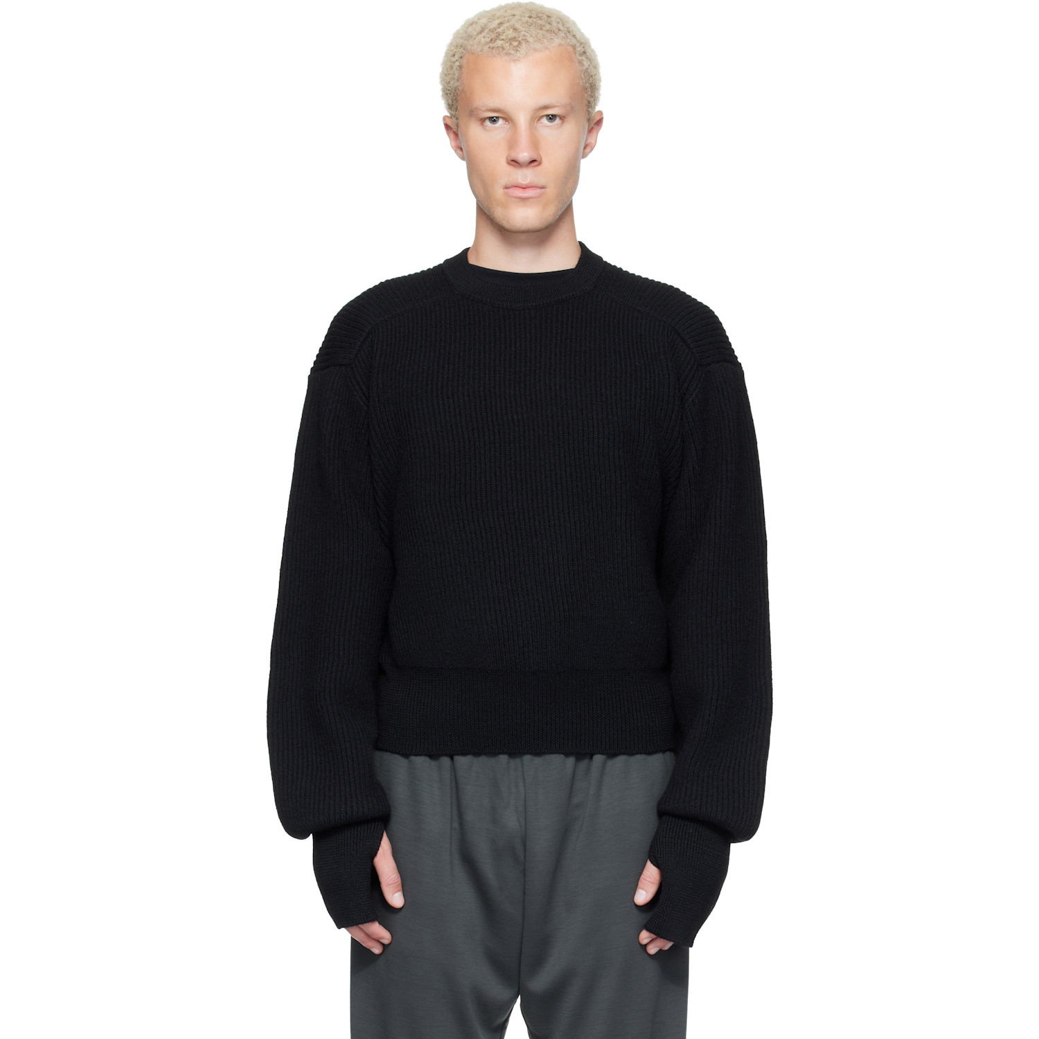 Rier Black Roundneck Utility Sweater