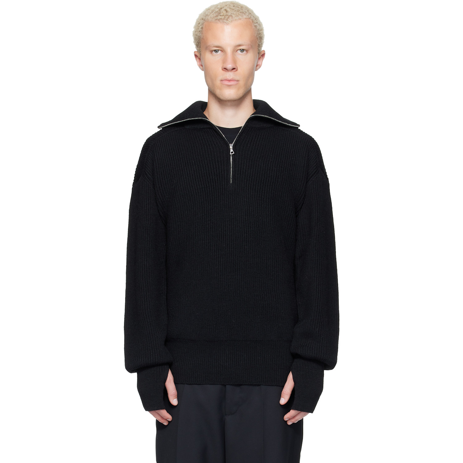 Rier Black Halfzip Utility Sweater