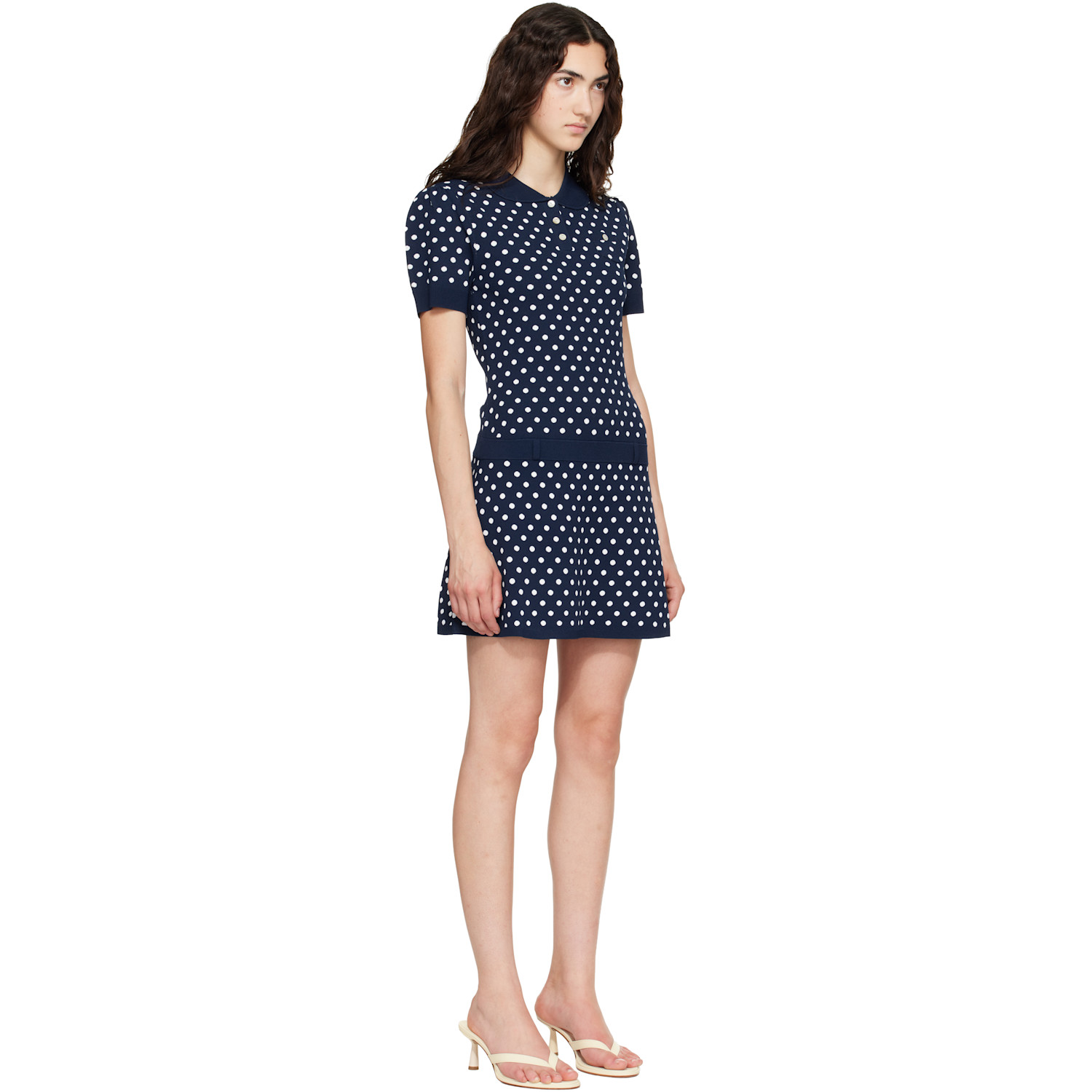 Sandy Liang Navy Tumi Sweater Minidress 