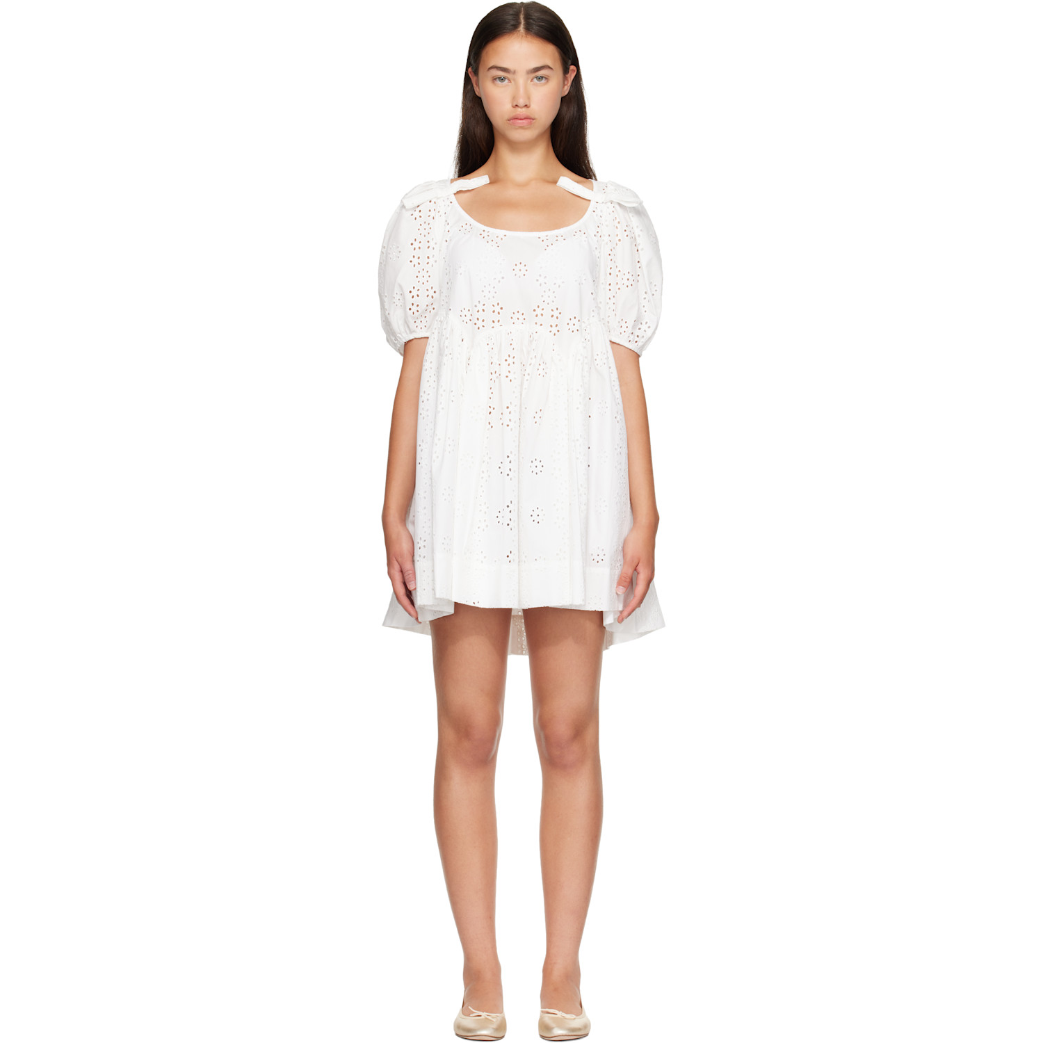 Sandy Liang White Hugo Midi Dress