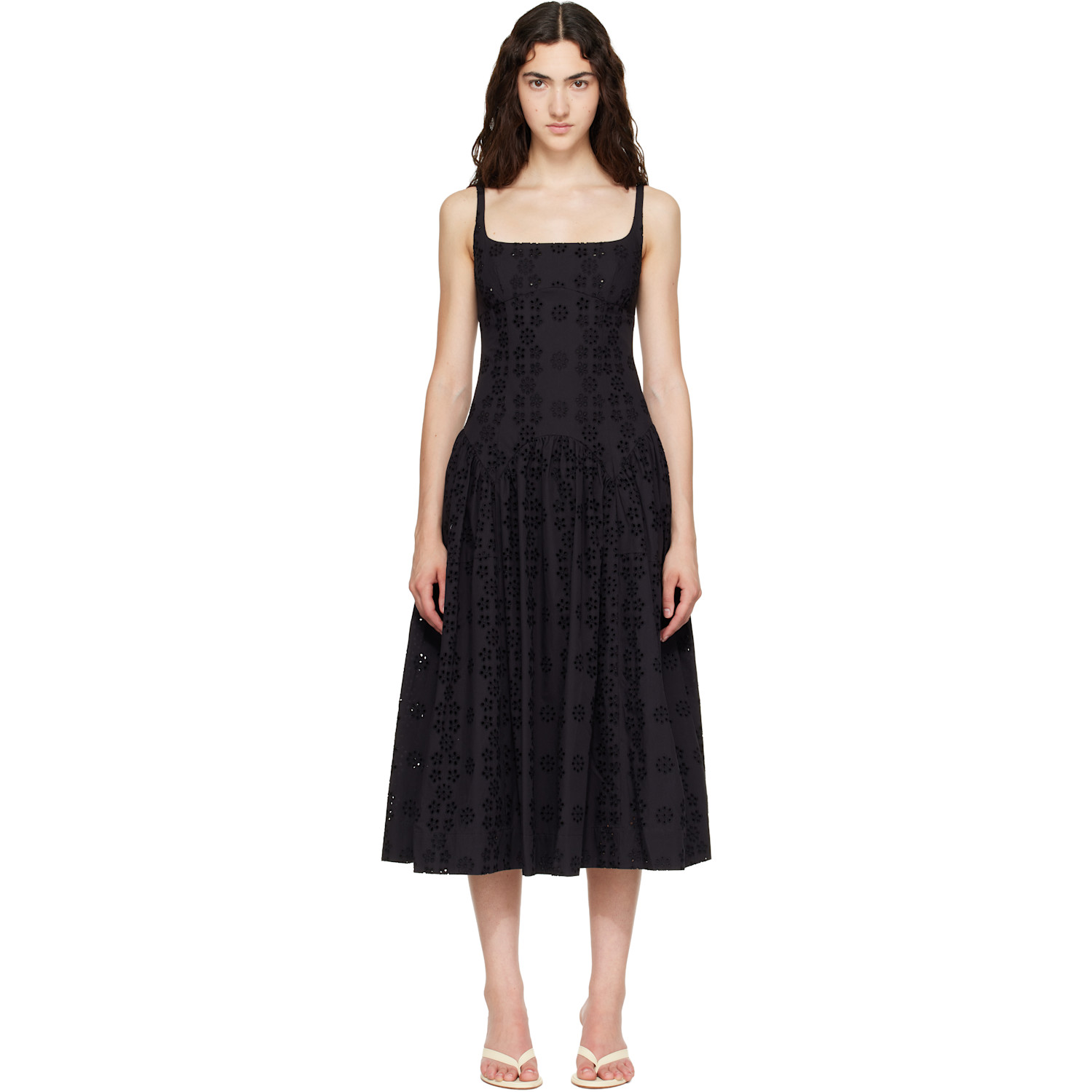 Sandy Liang Black Cricket Midi Dress