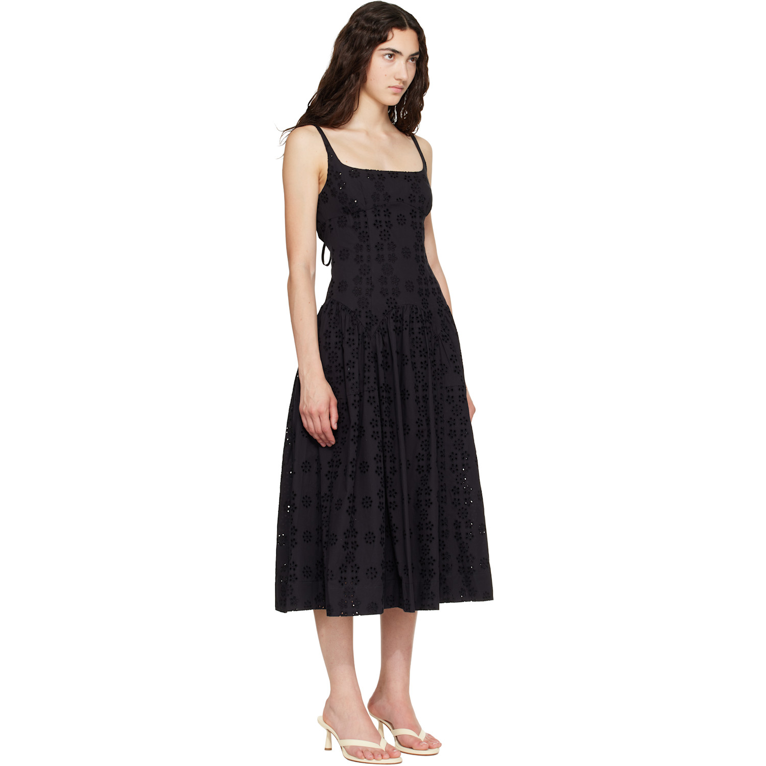  Sandy Liang Black Cricket Midi Dress 
