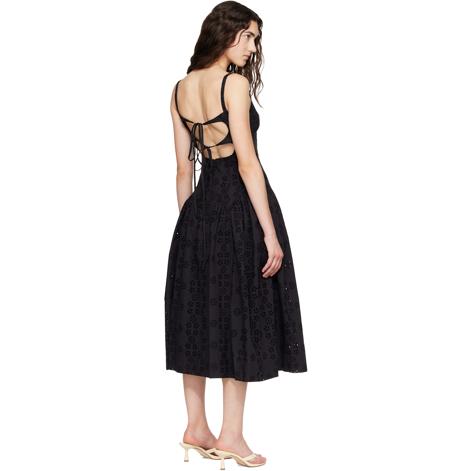  Sandy Liang Black Cricket Midi Dress 