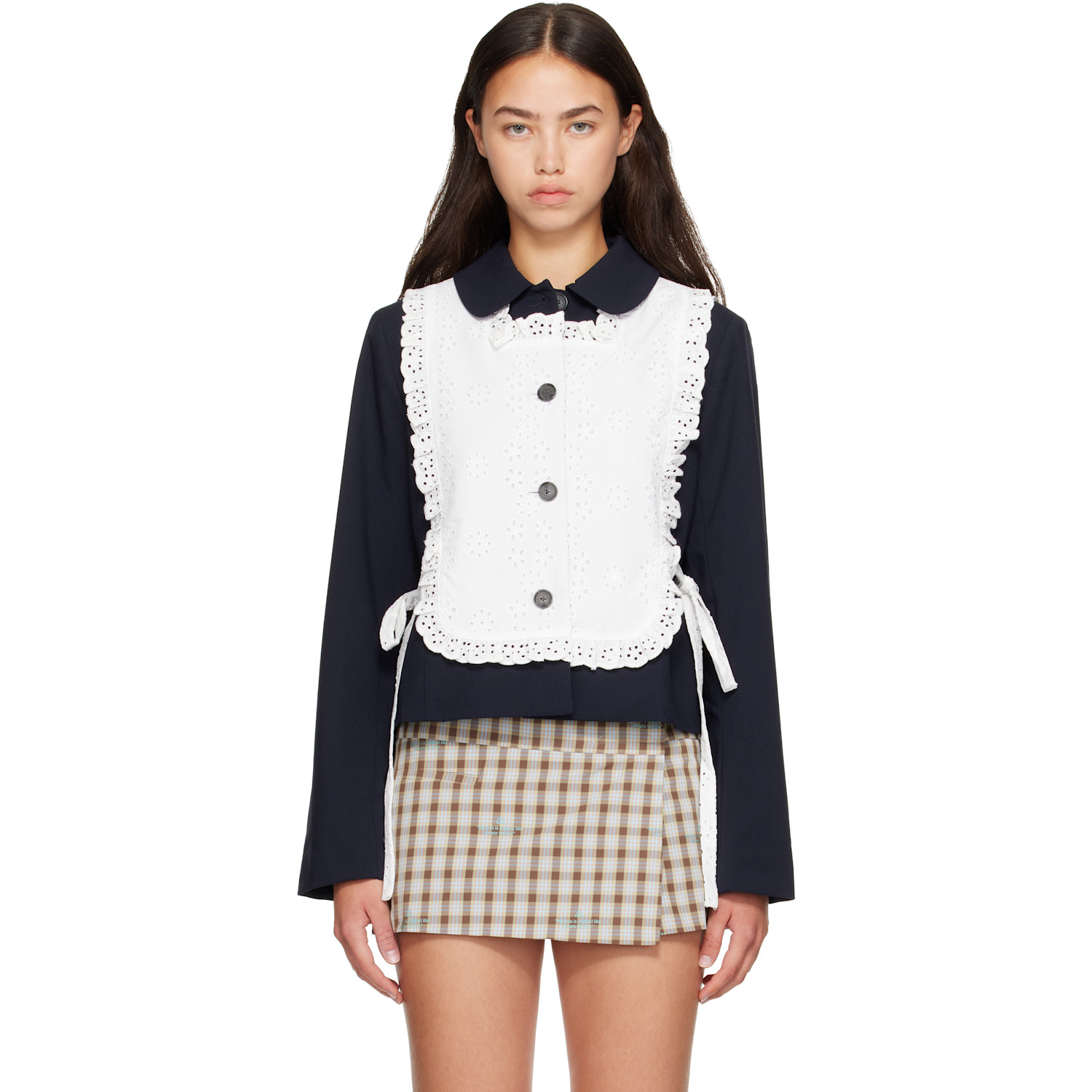 Sandy Liang Navy & White Winslow Jacket