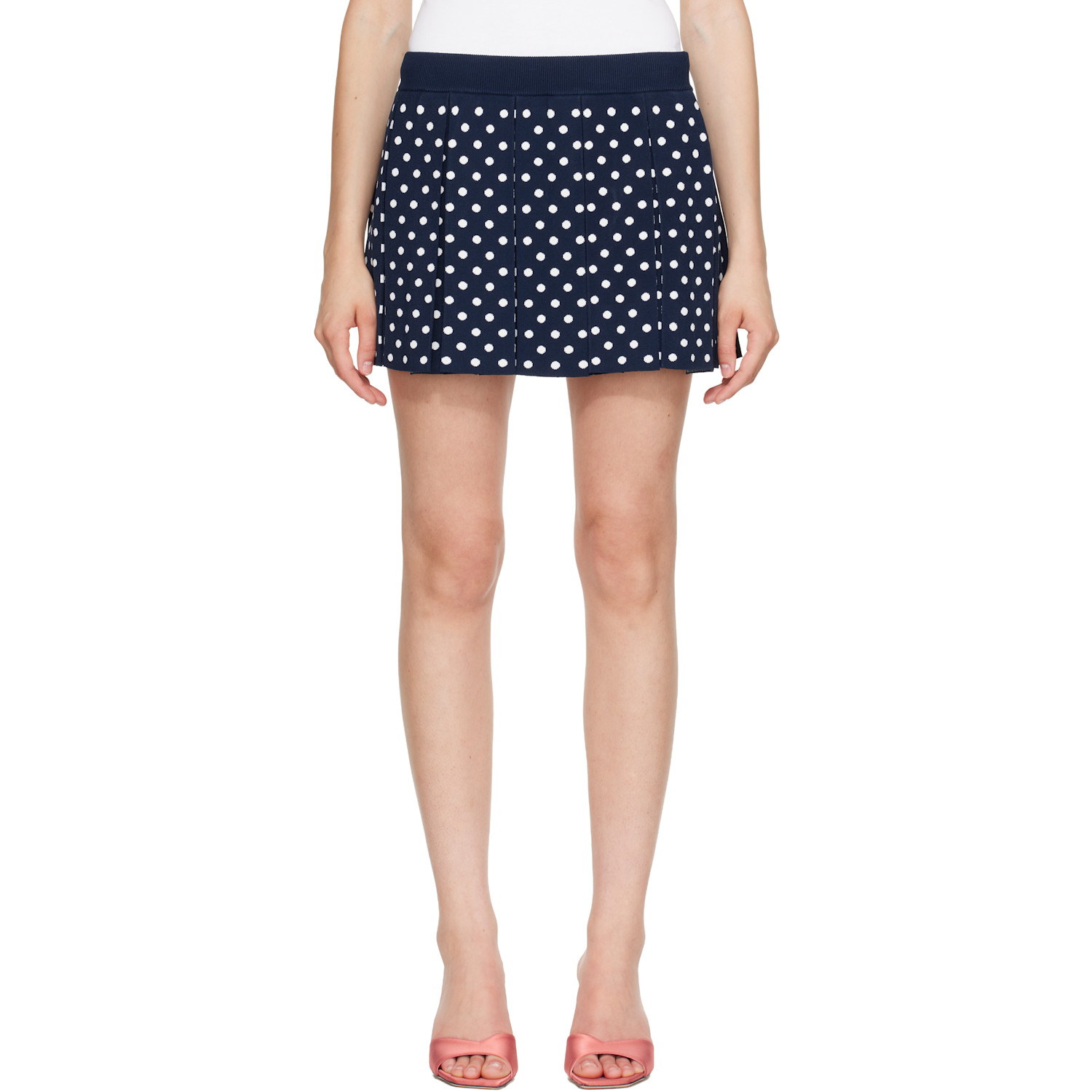 Sandy Liang Navy Ermine Miniskirt