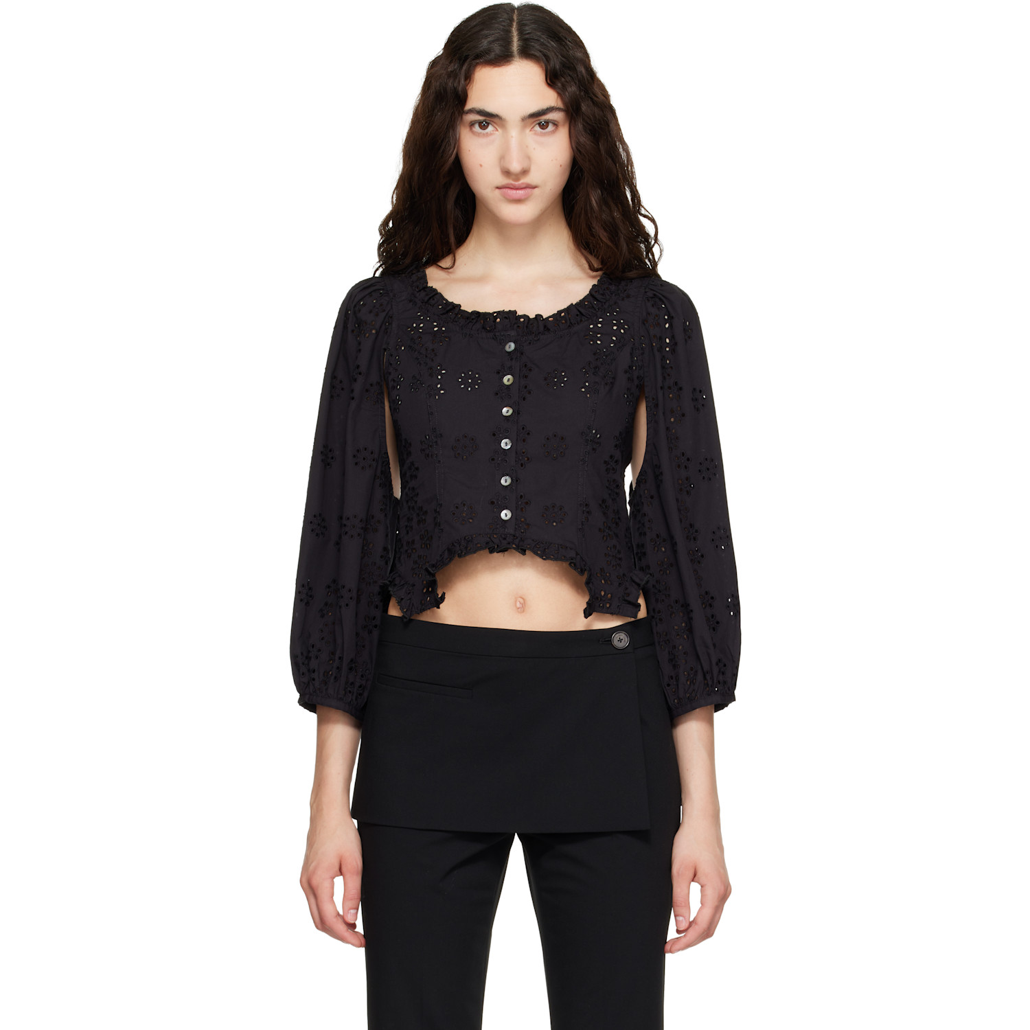 Sandy Liang Black Palisade Blouse