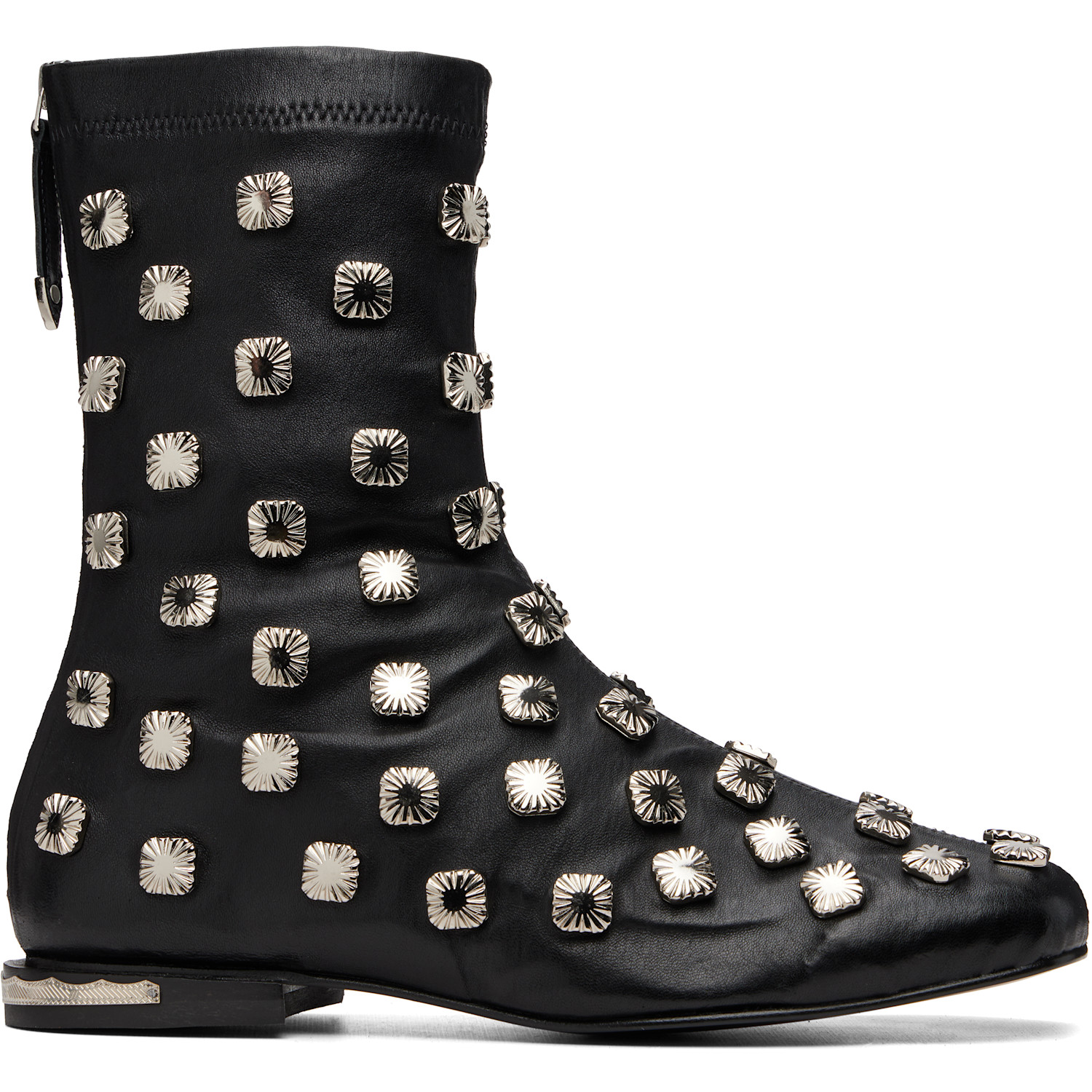Toga Virilis Black Stretch Leather Chelsea Boots