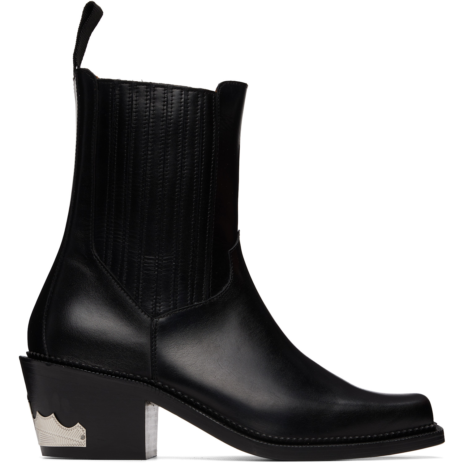 Toga Virilis Black Hard Leather Chelsea Boots