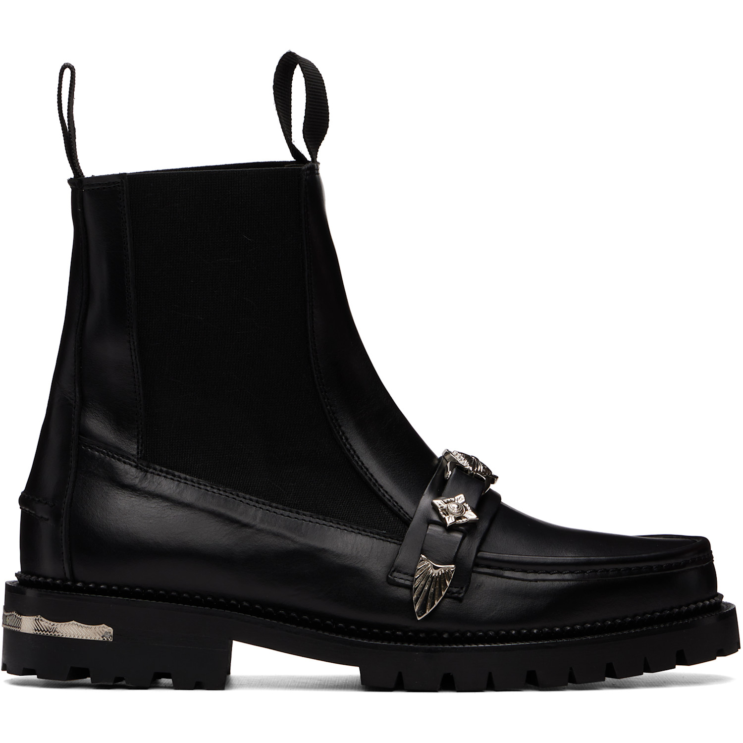Toga Virilis Black Hard Leather Chelsea Boots