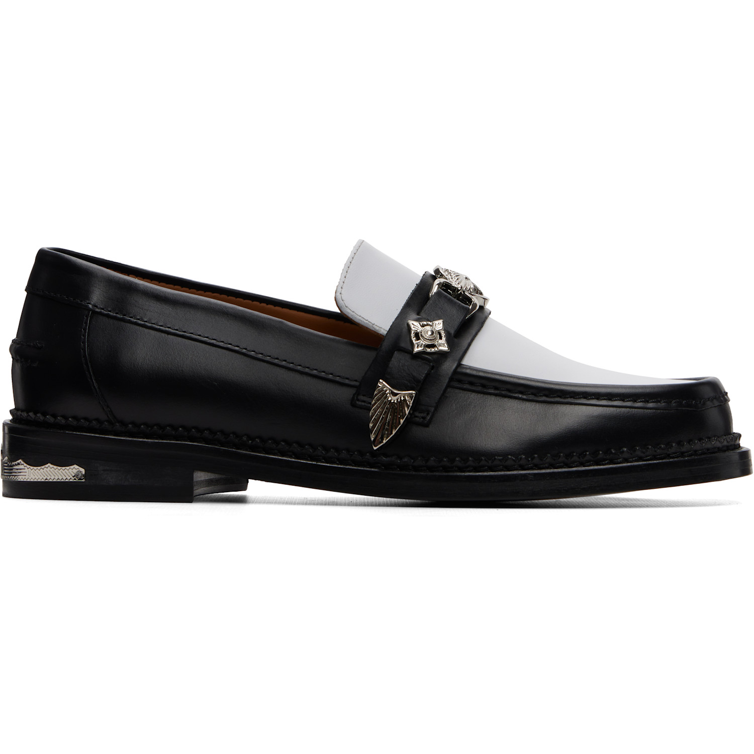 Toga Virilis SSENSE Exclusive Black & White Hard Leather Loafers