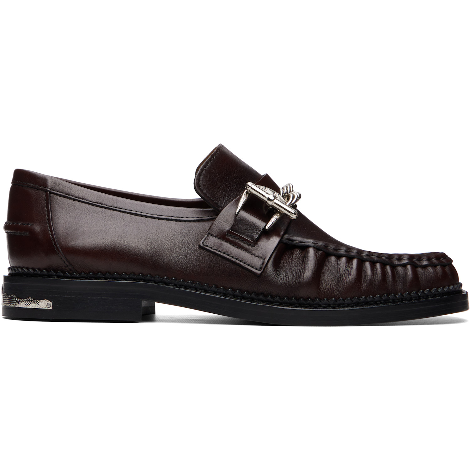 Toga Virilis Brown Embossed Leather Loafers