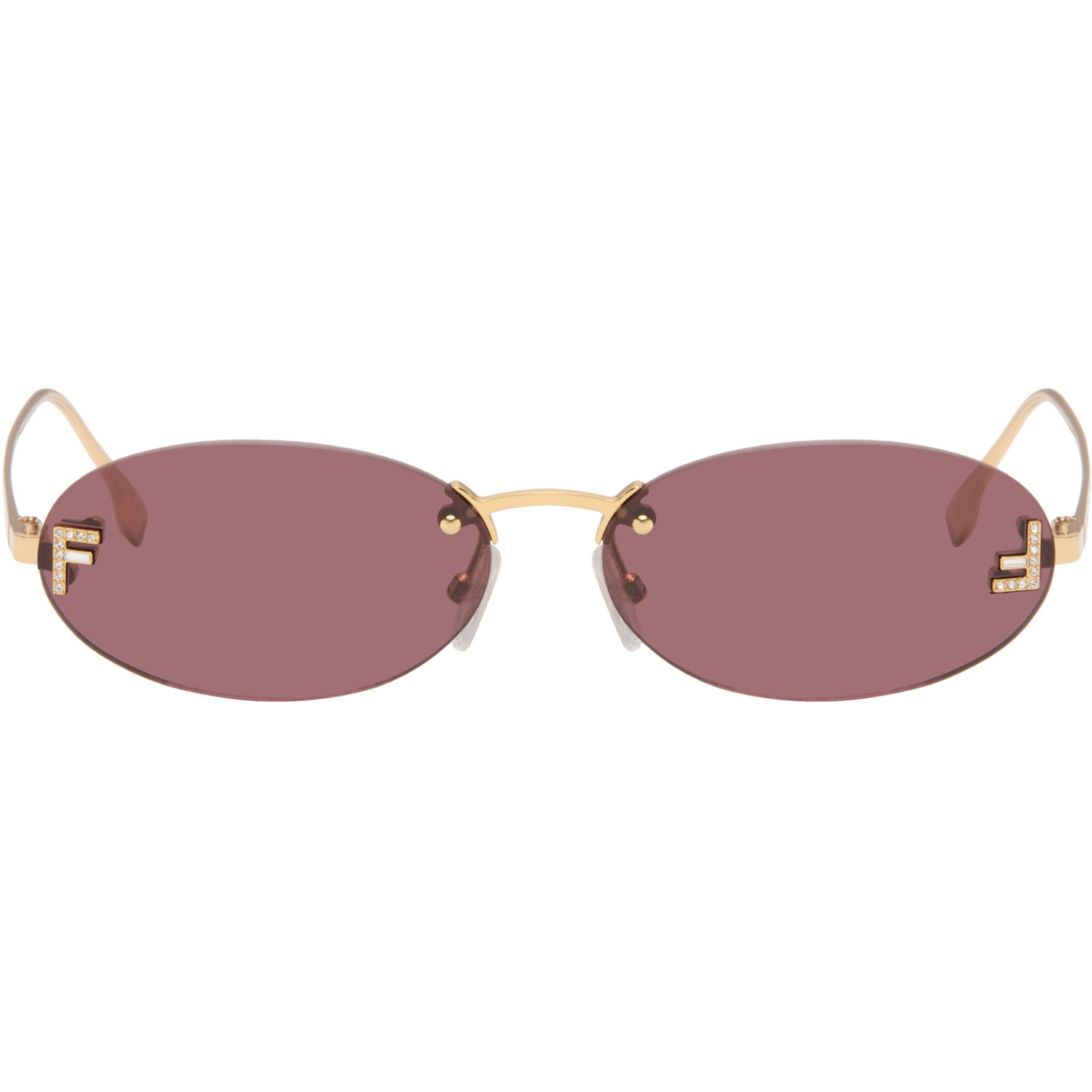 Fendi Gold 'Fendi First' Crystal Sunglasses