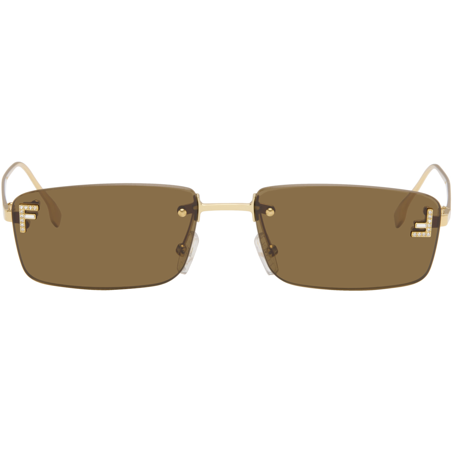 Fendi Gold 'Fendi First' Crystal Sunglasses