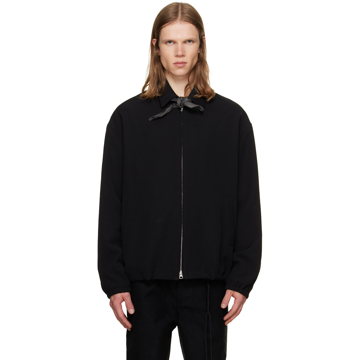 Song for the Mute Black Slim Poly Gab Coach Jacket