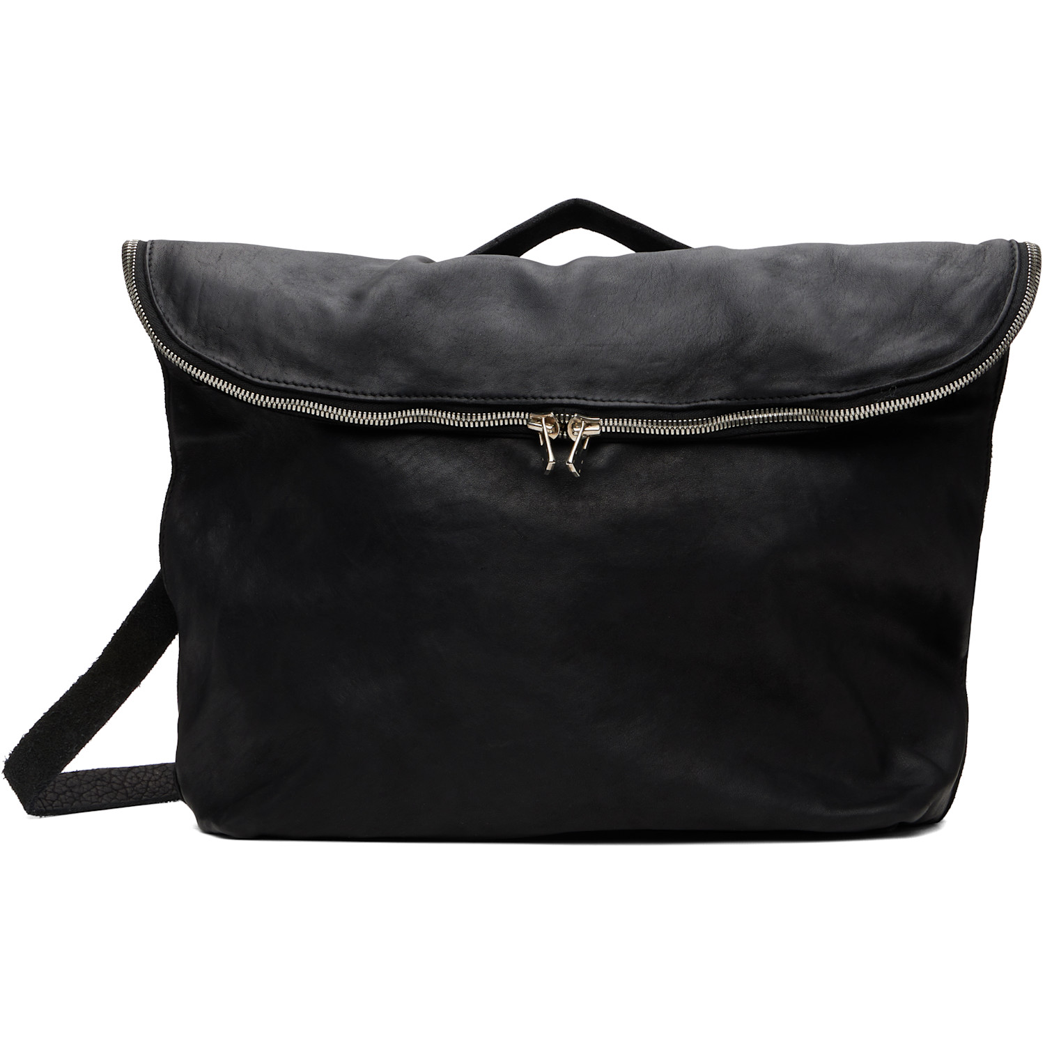Guidi Black Leather Messenger Bag